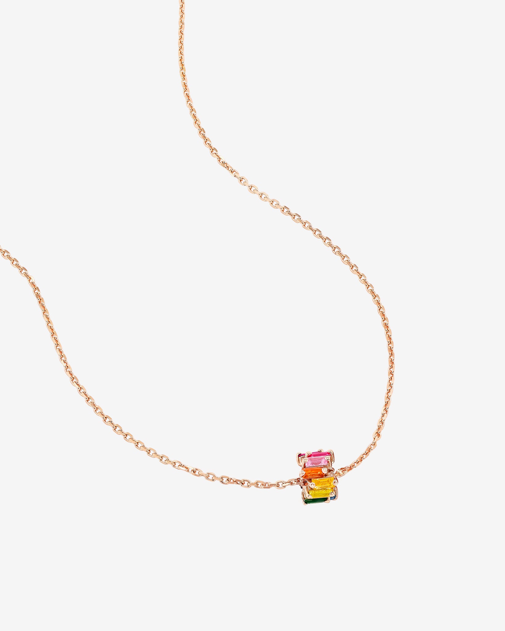 Suzanne Kalan Infinite Rainbow Sapphire Rondelle Pendant in 18k rose gold