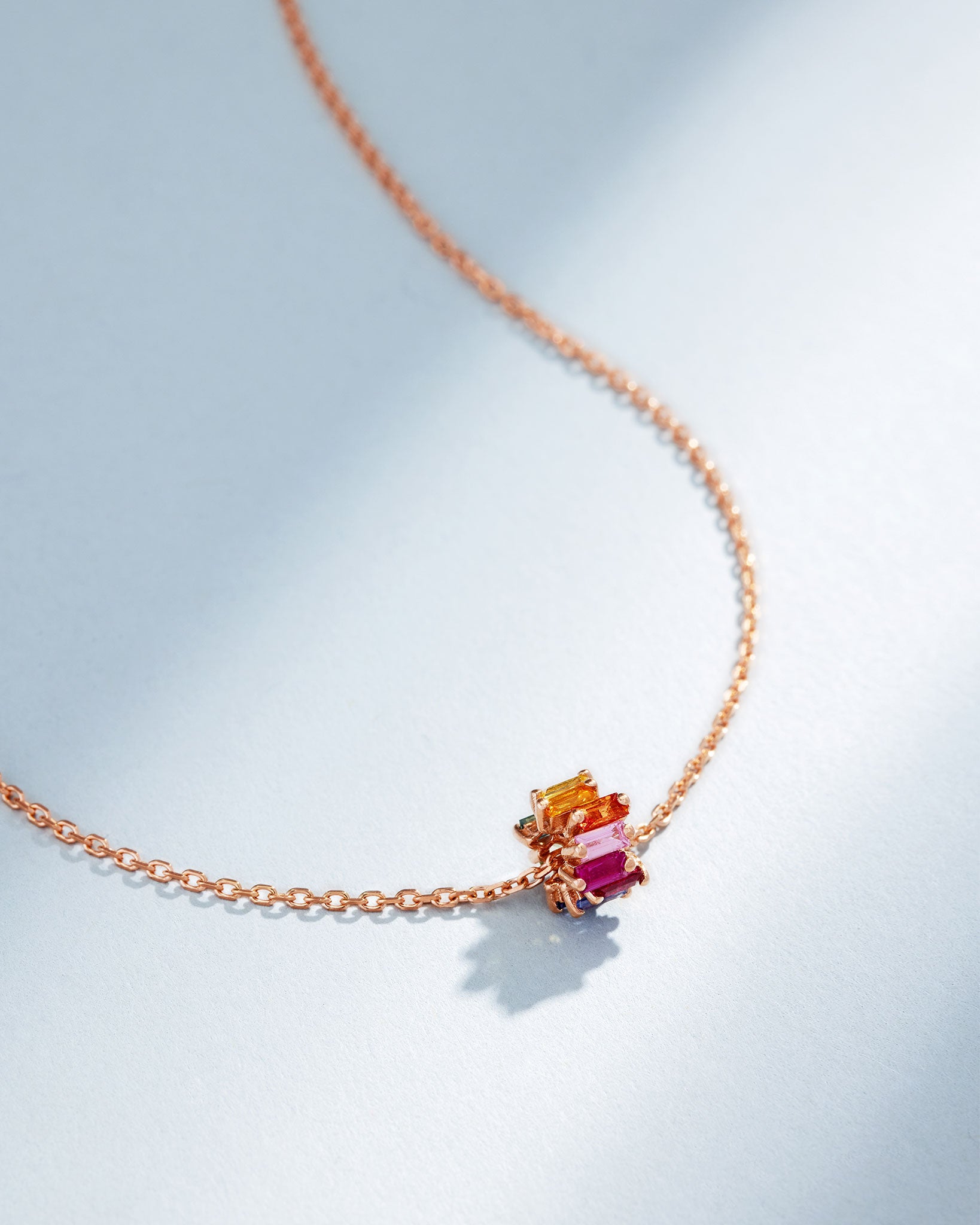 Suzanne Kalan Infinite Rainbow Sapphire Rondelle Pendant in 18k rose gold