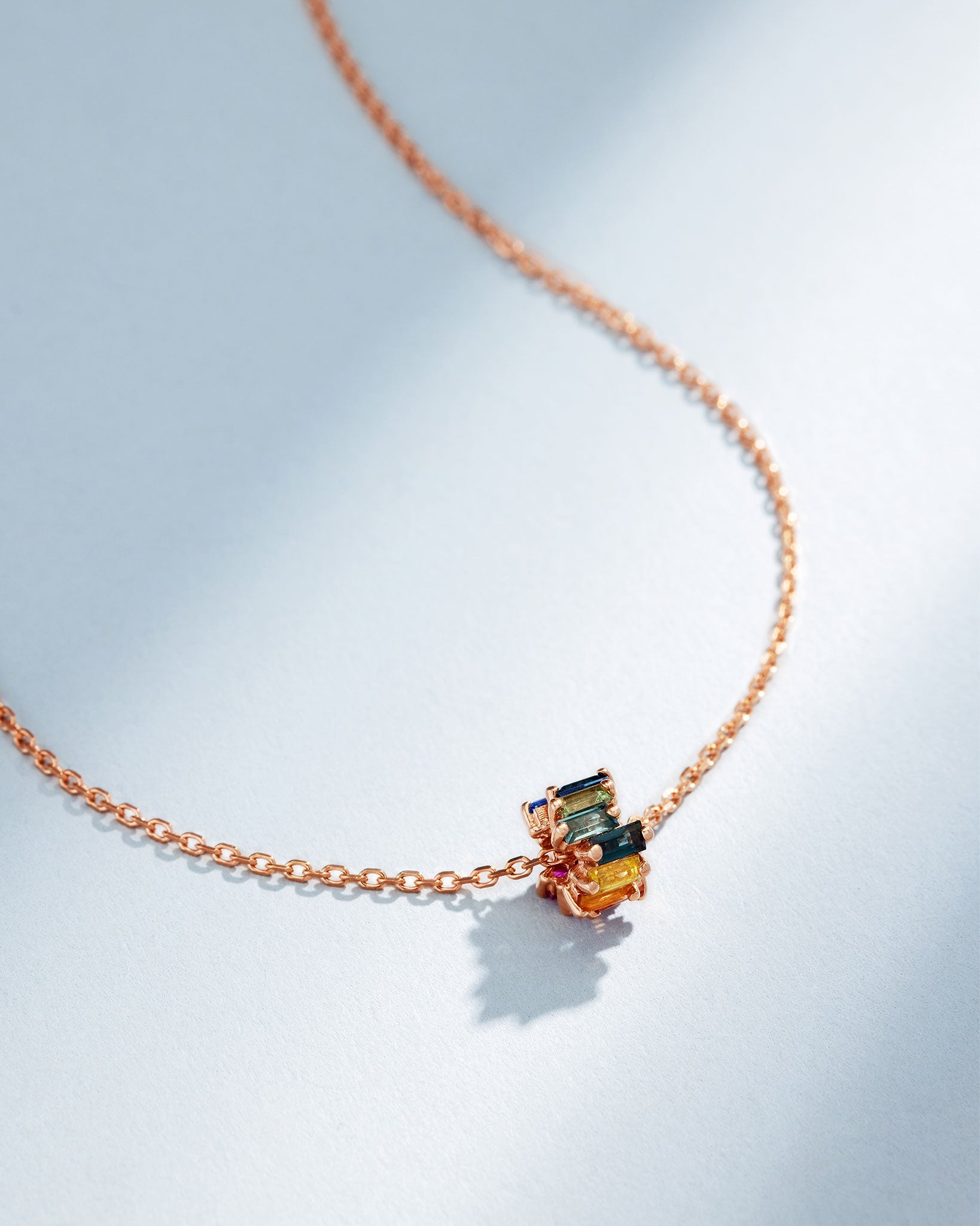 Suzanne Kalan Infinite Rainbow Sapphire Rondelle Pendant in 18k rose gold