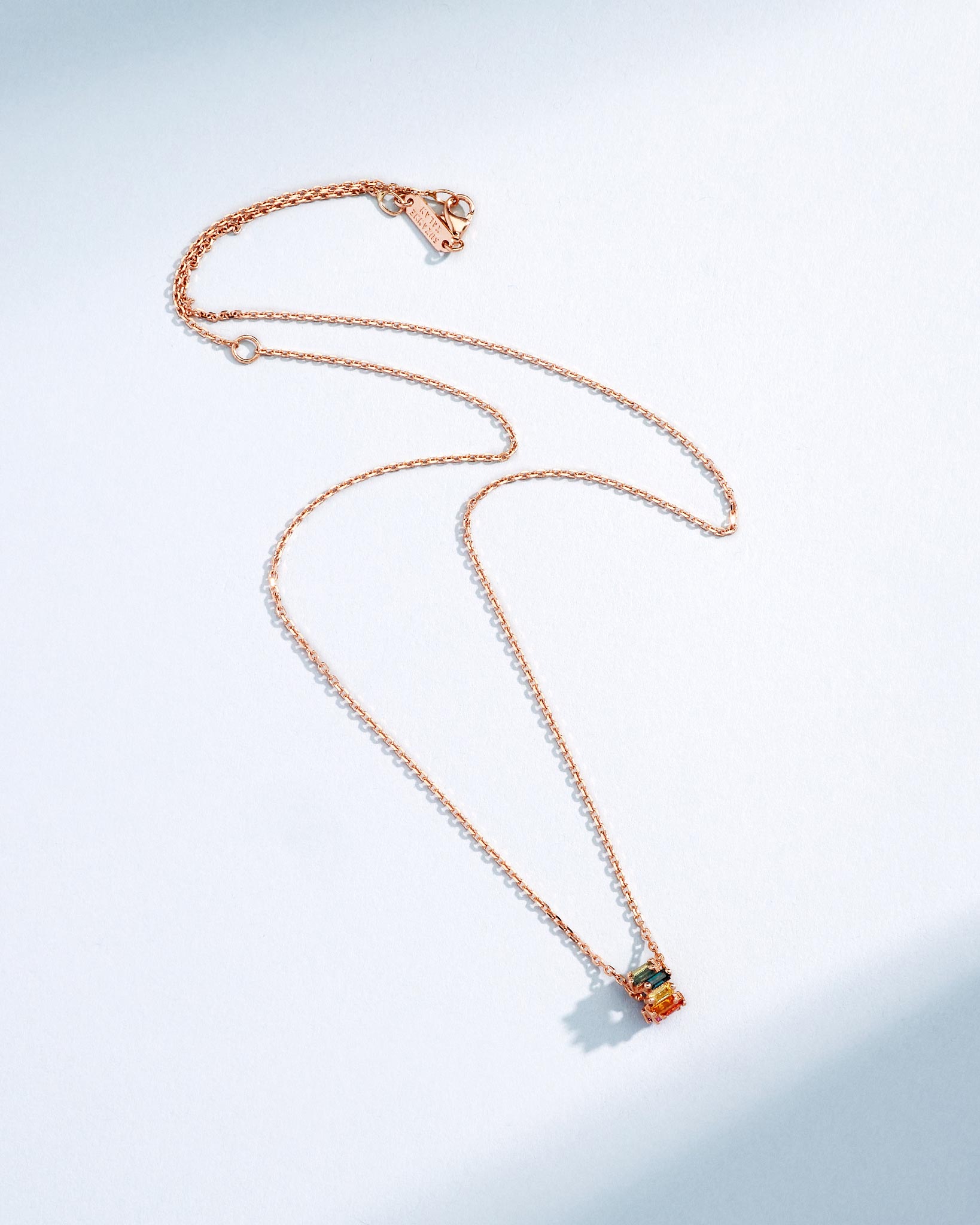 Suzanne Kalan Infinite Rainbow Sapphire Rondelle Pendant in 18k rose gold