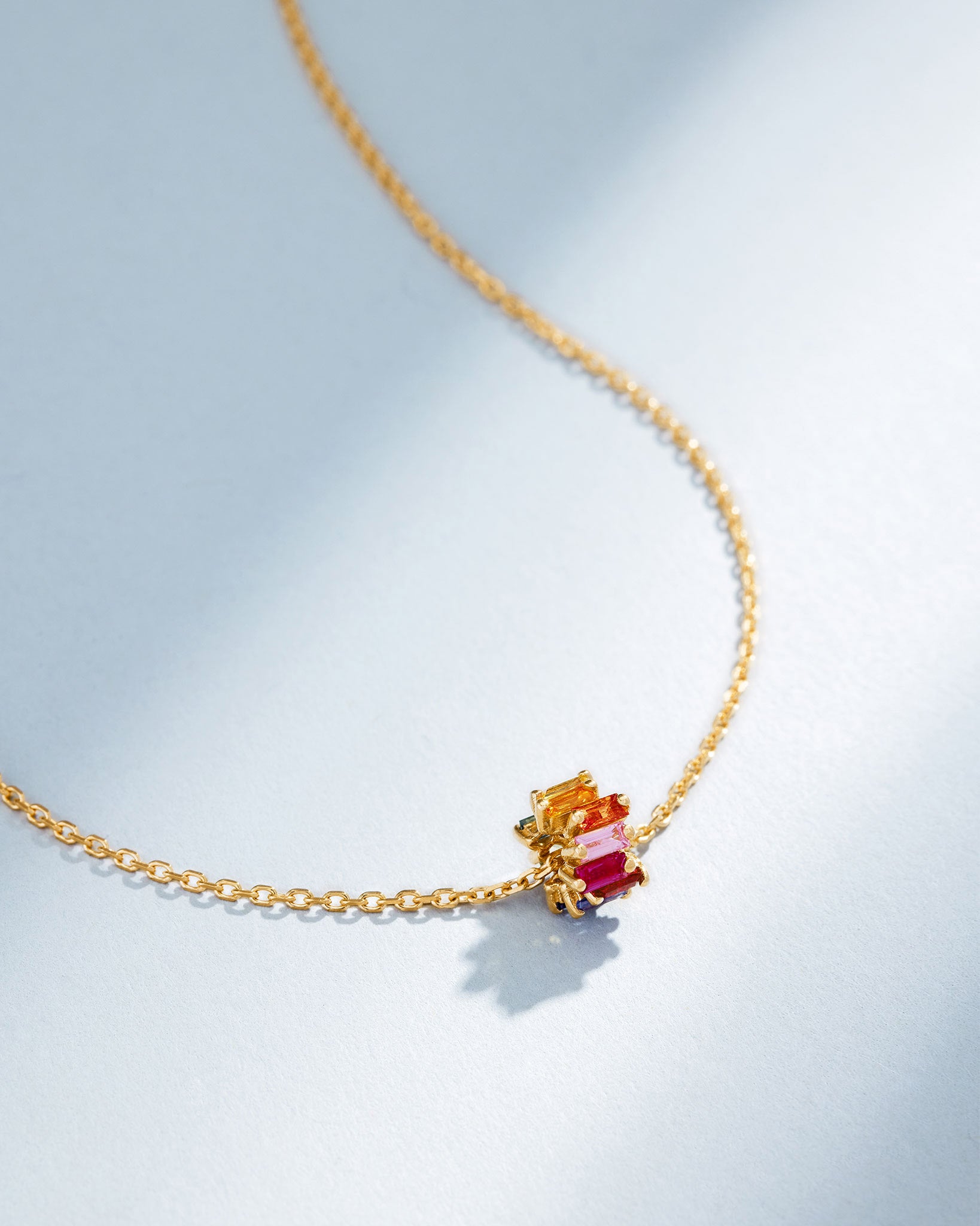 Suzanne Kalan Infinite Rainbow Sapphire Rondelle Pendant in 18k yellow gold