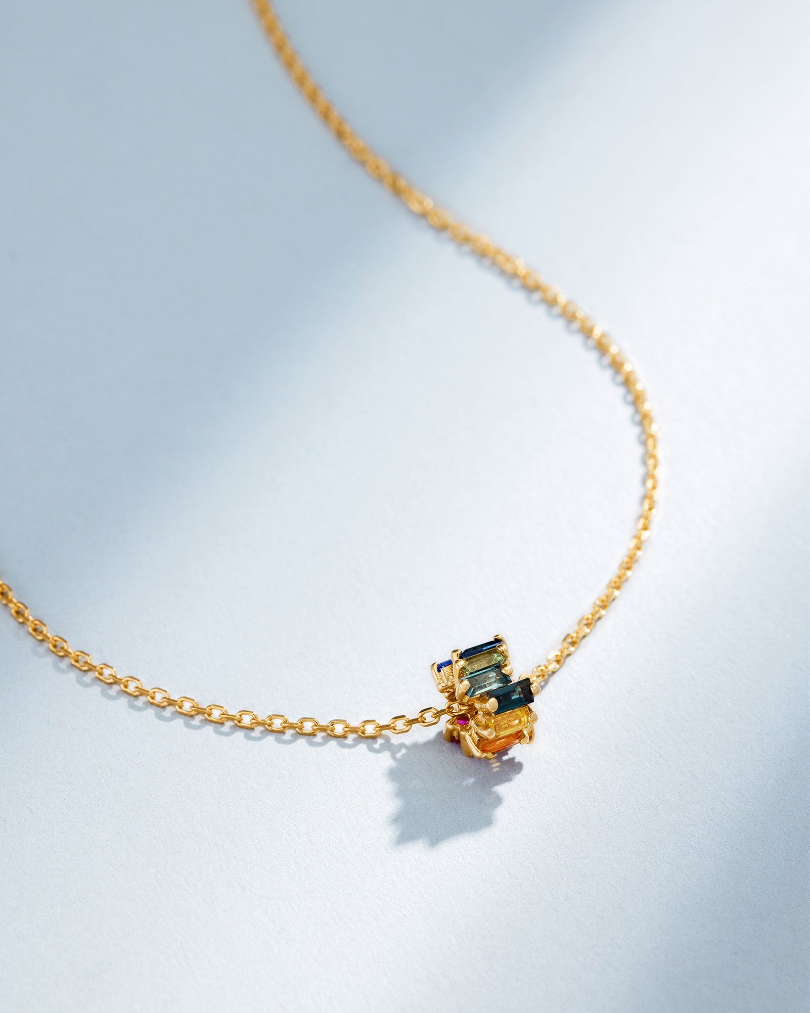 Suzanne Kalan Infinite Rainbow Sapphire Rondelle Pendant in 18k yellow gold