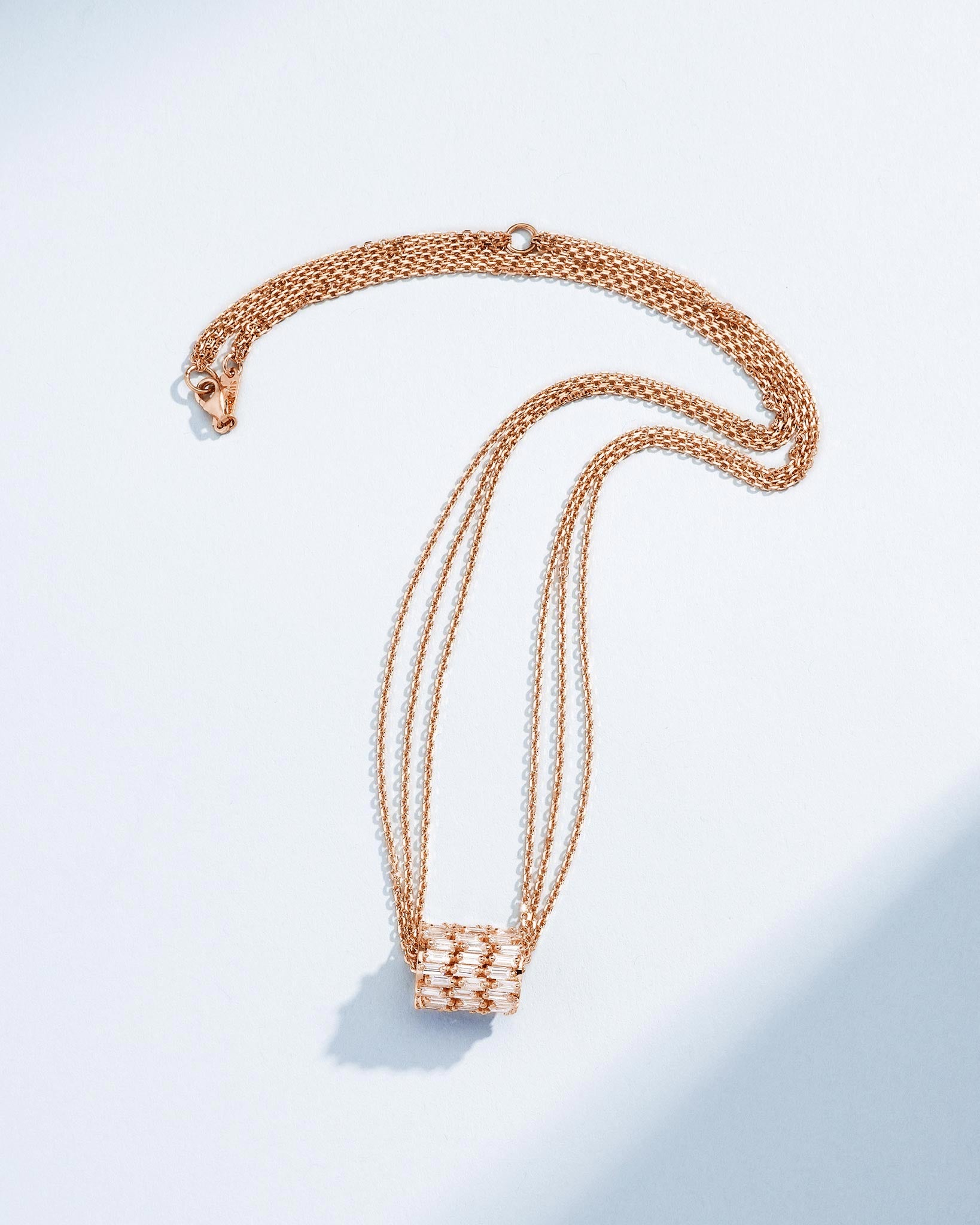 Suzanne Kalan Infinite Triple Row Diamond Rondelle Pendant in 18k rose gold