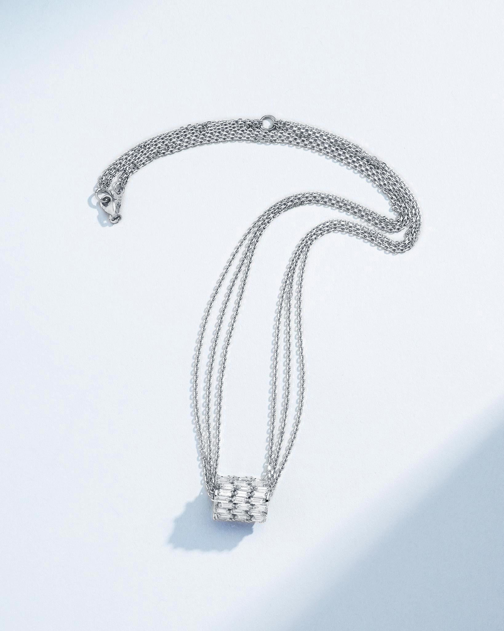 Suzanne Kalan Infinite Triple Row Diamond Rondelle Pendant in 18k white gold