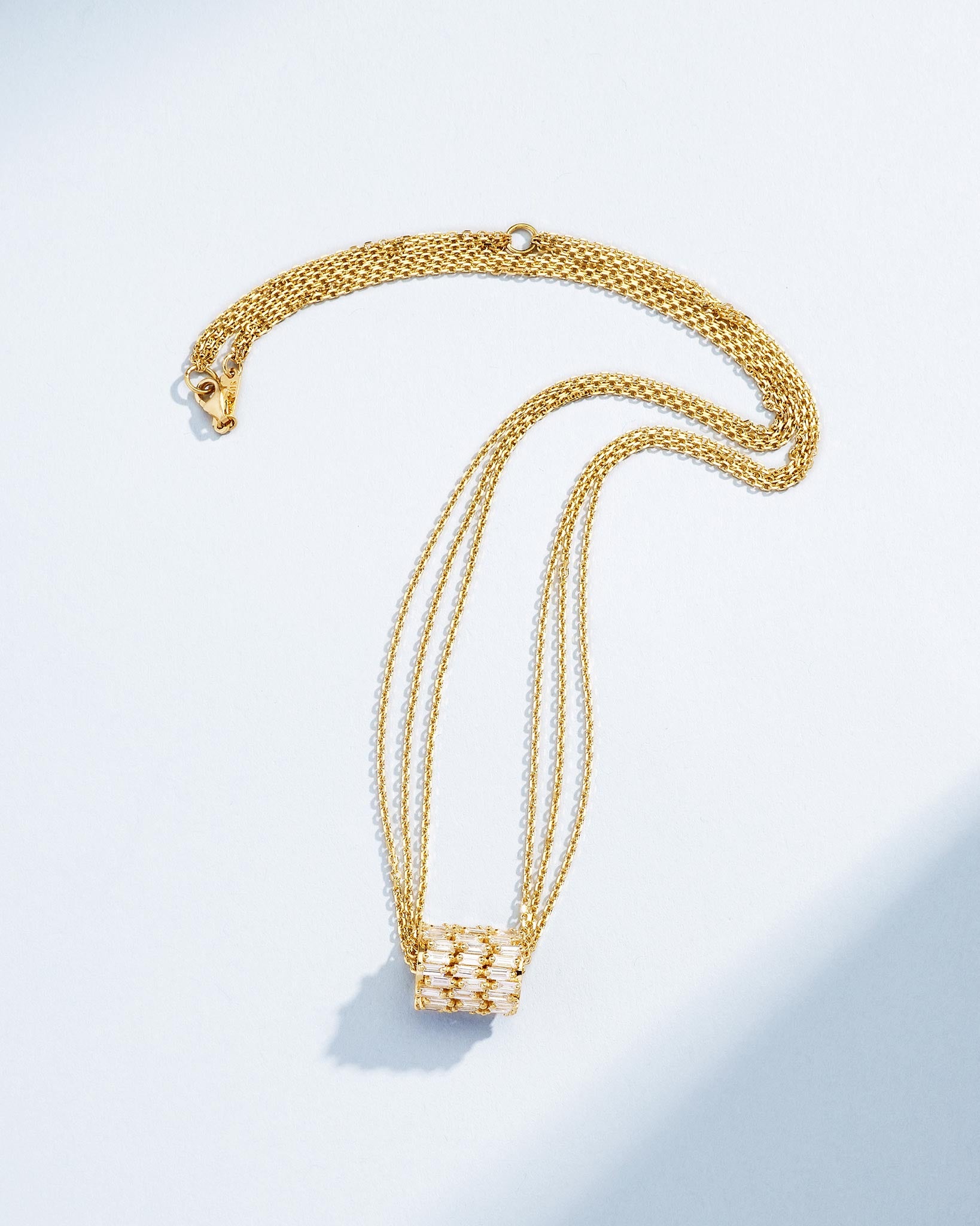 Suzanne Kalan Infinite Triple Row Diamond Rondelle Pendant in 18k yellow gold