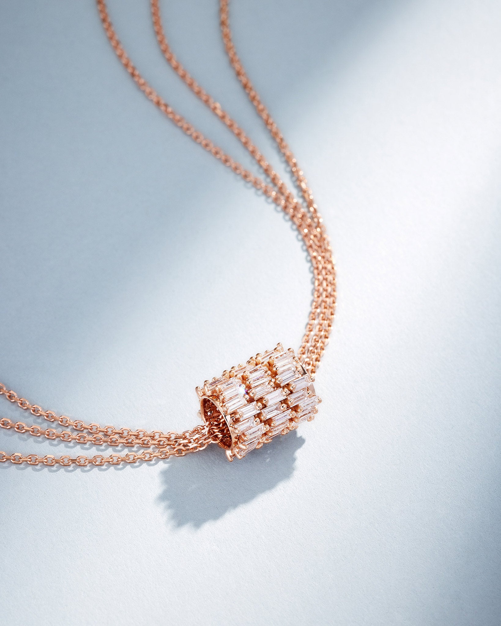 Suzanne Kalan Infinite Triple Row Diamond Rondelle Pendant in 18k rose gold