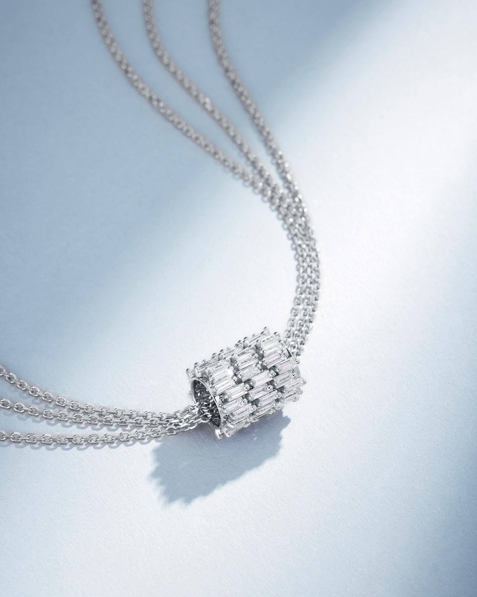 Suzanne Kalan Infinite Triple Row Diamond Rondelle Pendant in 18k white gold