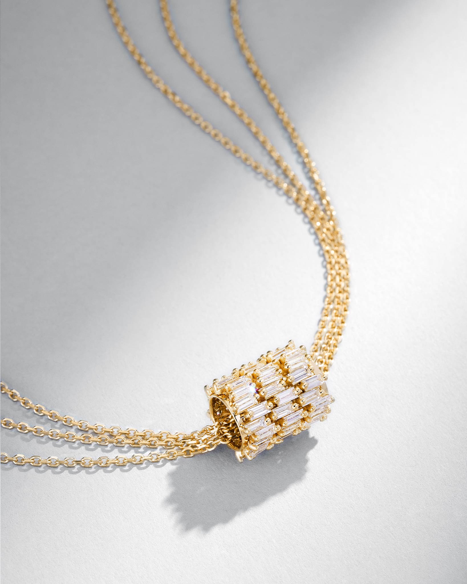 Suzanne Kalan Infinite Triple Row Diamond Rondelle Pendant in 18k yellow gold