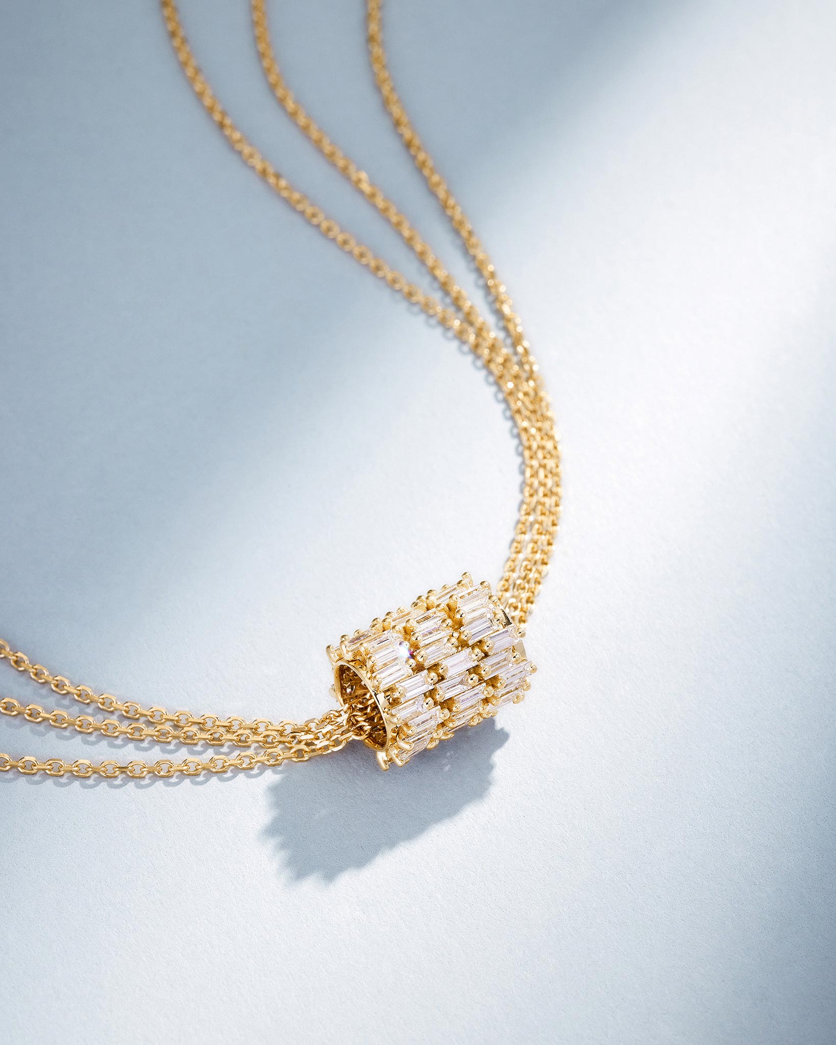 Suzanne Kalan Infinite Triple Row Diamond Rondelle Pendant in 18k yellow gold