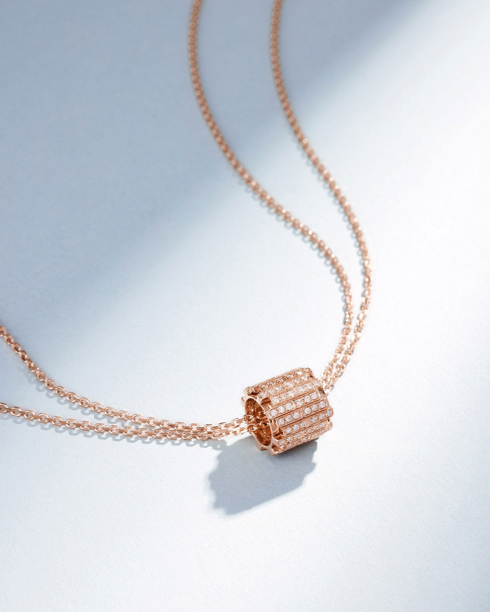 Suzanne Kalan Infinite Pave Diamond Midi Rondelle Pendant in 18k rose gold