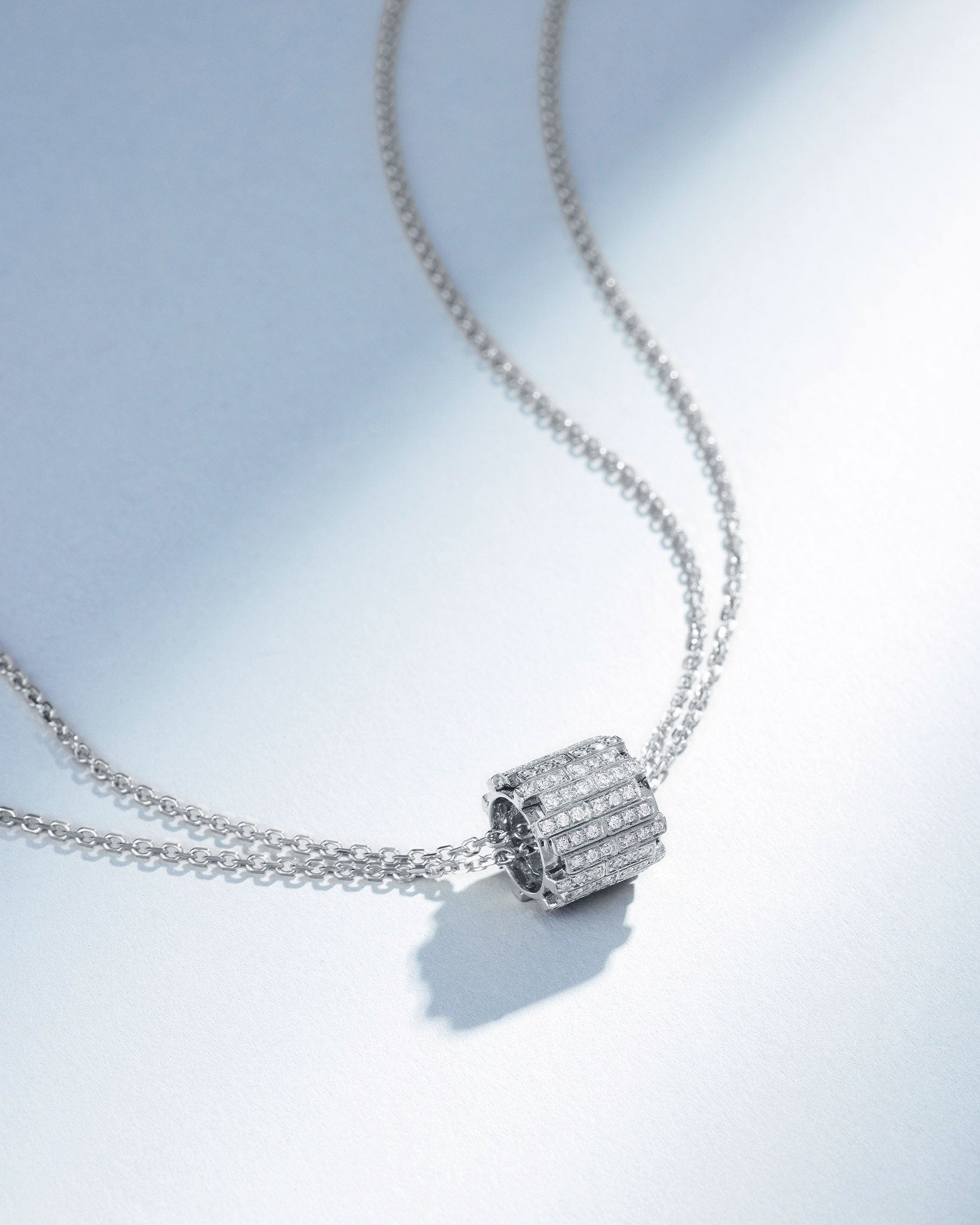 Suzanne Kalan Infinite Pave Diamond Midi Rondelle Pendant in 18k white gold