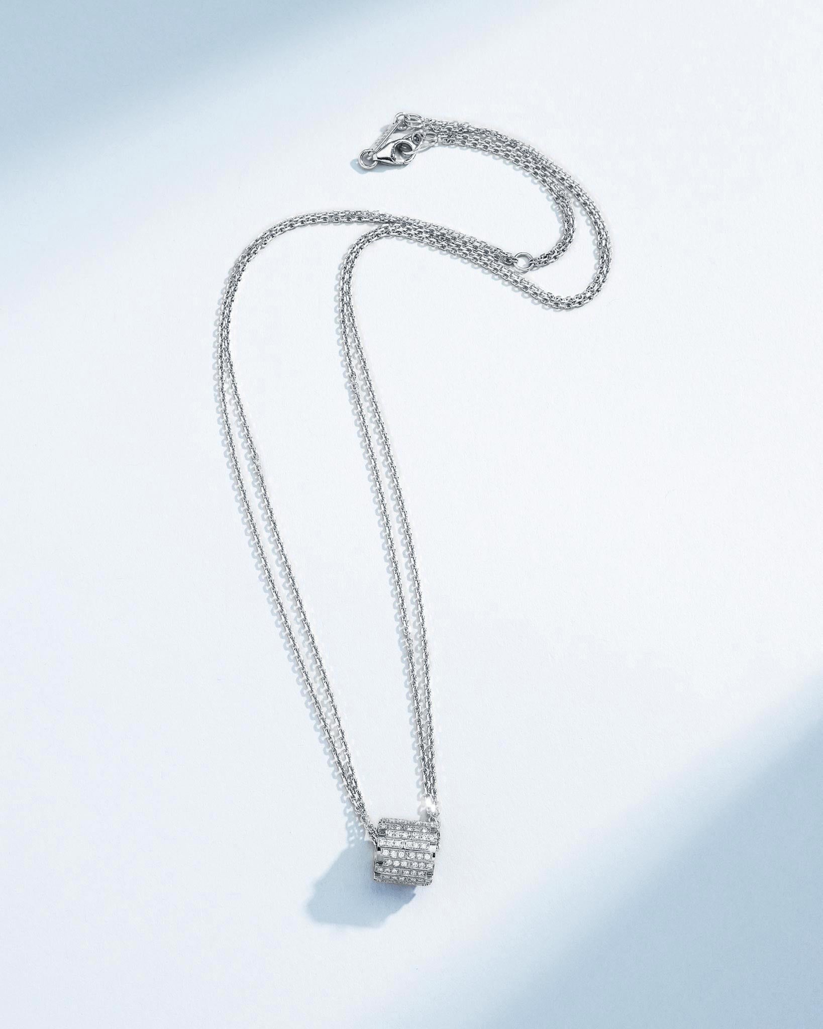 Suzanne Kalan Infinite Pave Diamond Midi Rondelle Pendant in 18k white gold