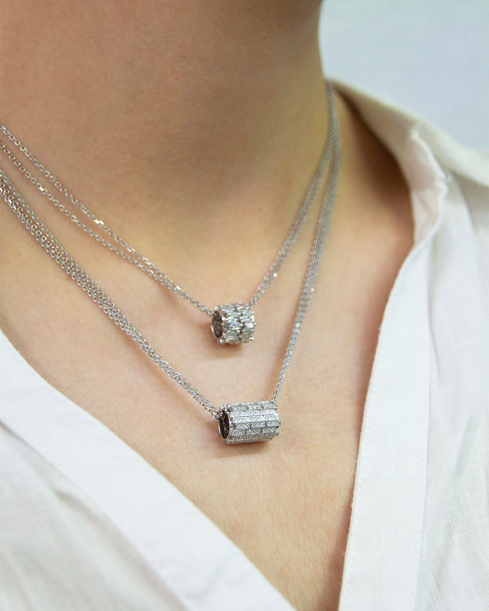 Suzanne Kalan Infinite Pave Diamond Milli Rondelle Pendant in 18k white gold