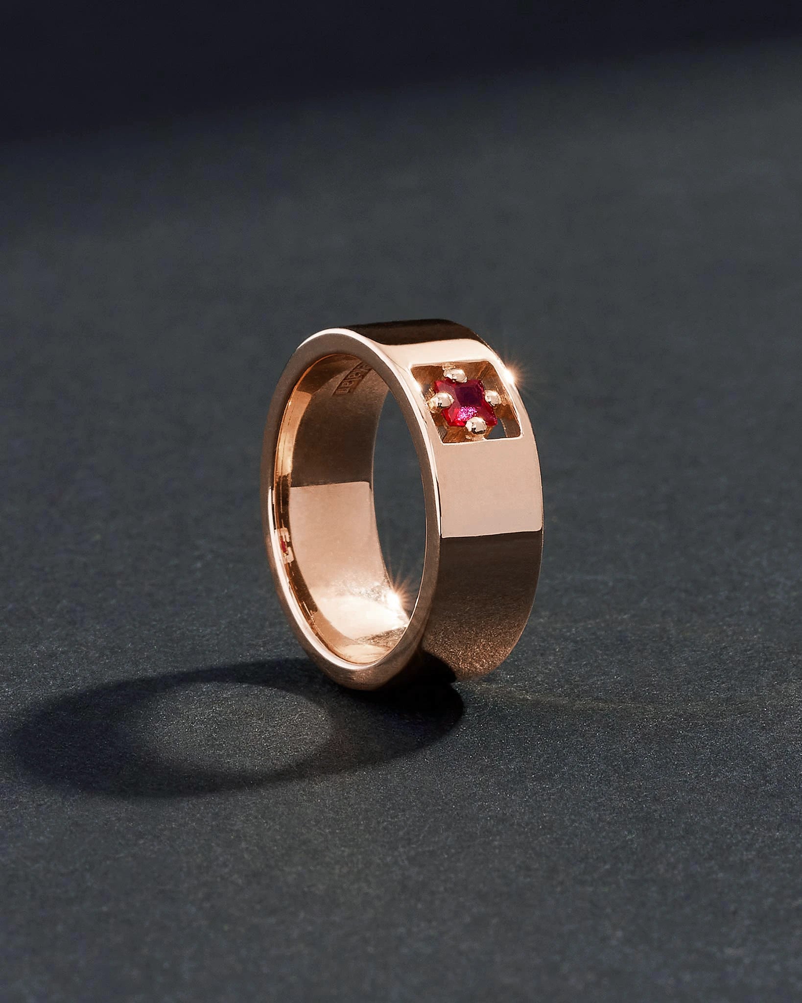 Suzanne Kalan Inlay Single Princess-Cut Ruby Band in 18k rose gold