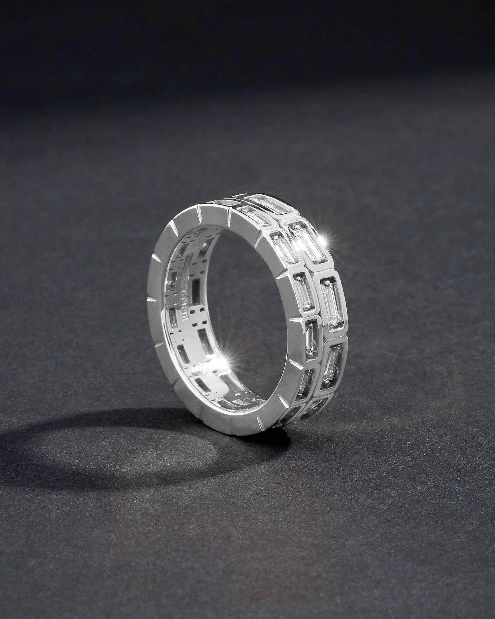 Suzanne Kalan Inlay Medium Horizontal Diamond Eternity Band in 18k white gold