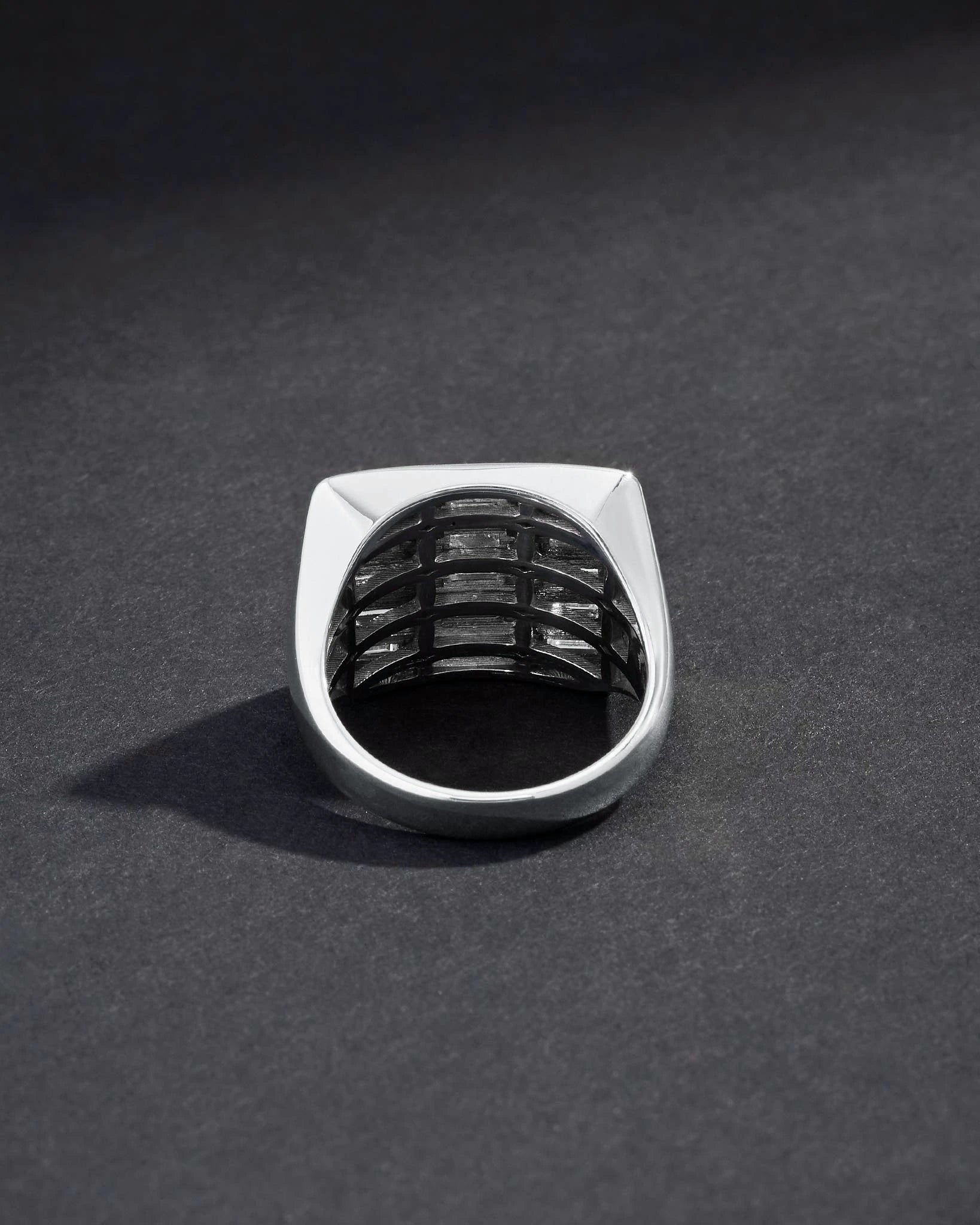 Suzanne Kalan Inlay Large Diamond Signet Ring in 18k white gold