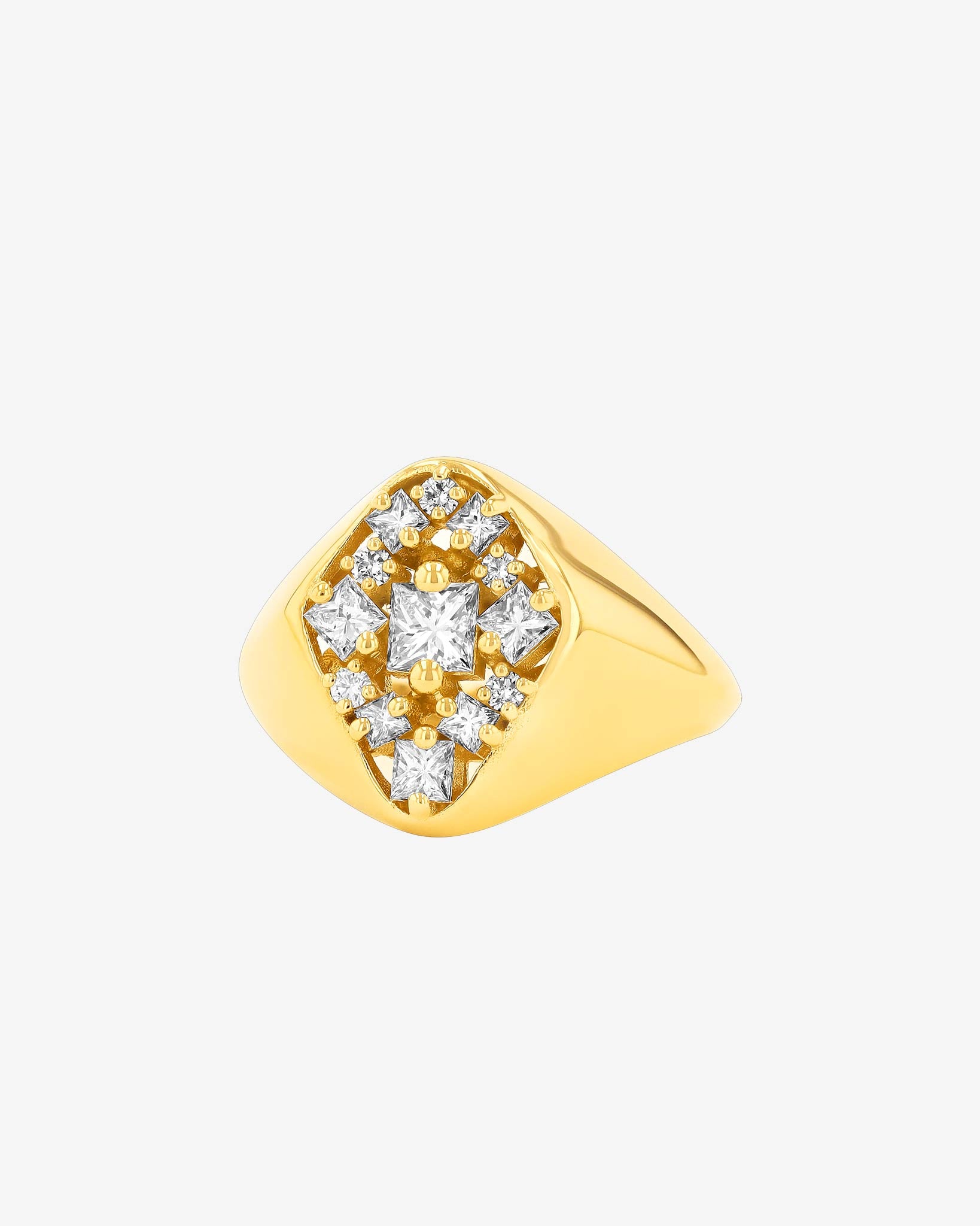 Suzanne Kalan La Fantaisie Star Diamond Signet Ring in 18k yellow gold