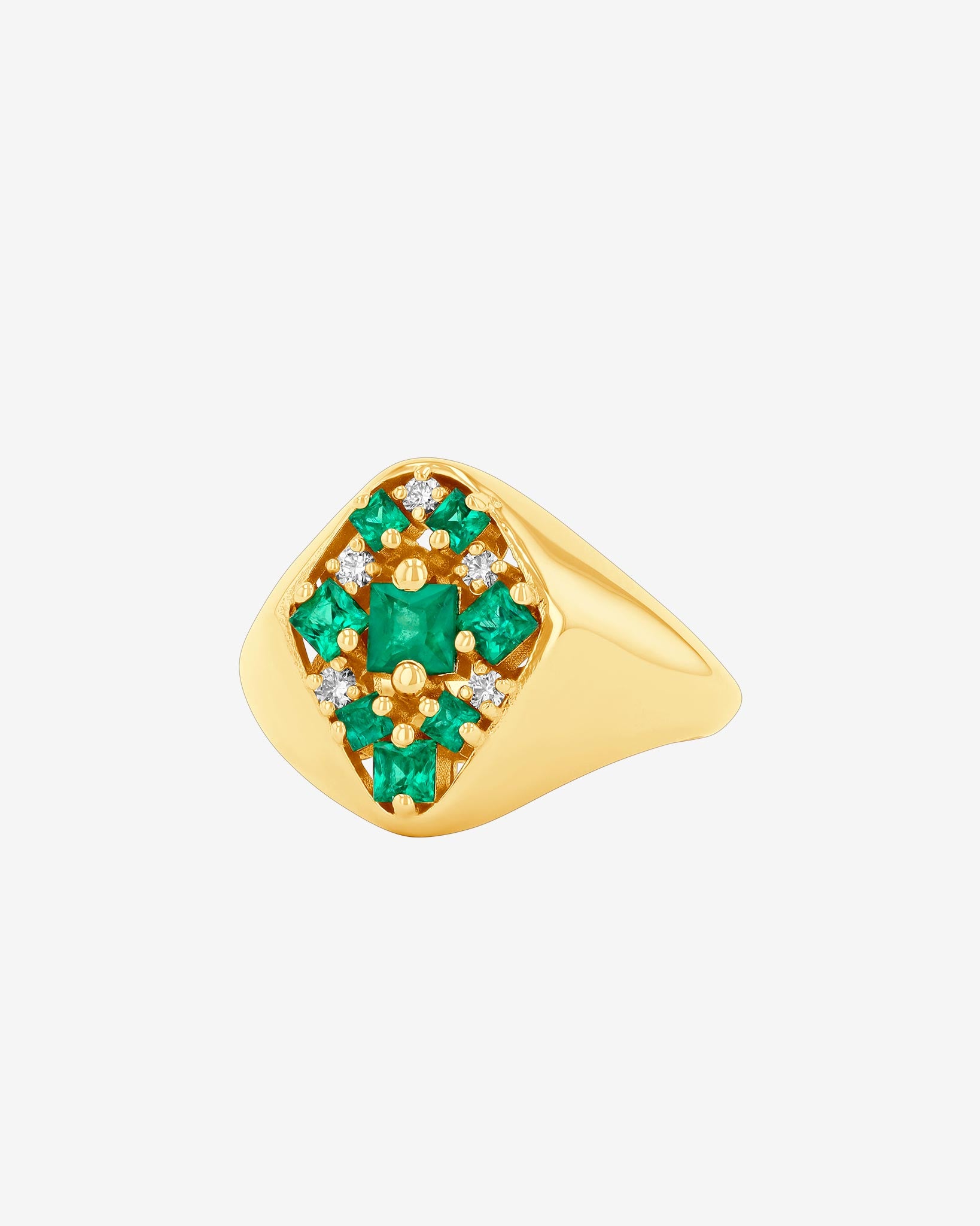 Suzanne Kalan La Fantaisie Star Emerald Signet Ring in 18k yellow gold