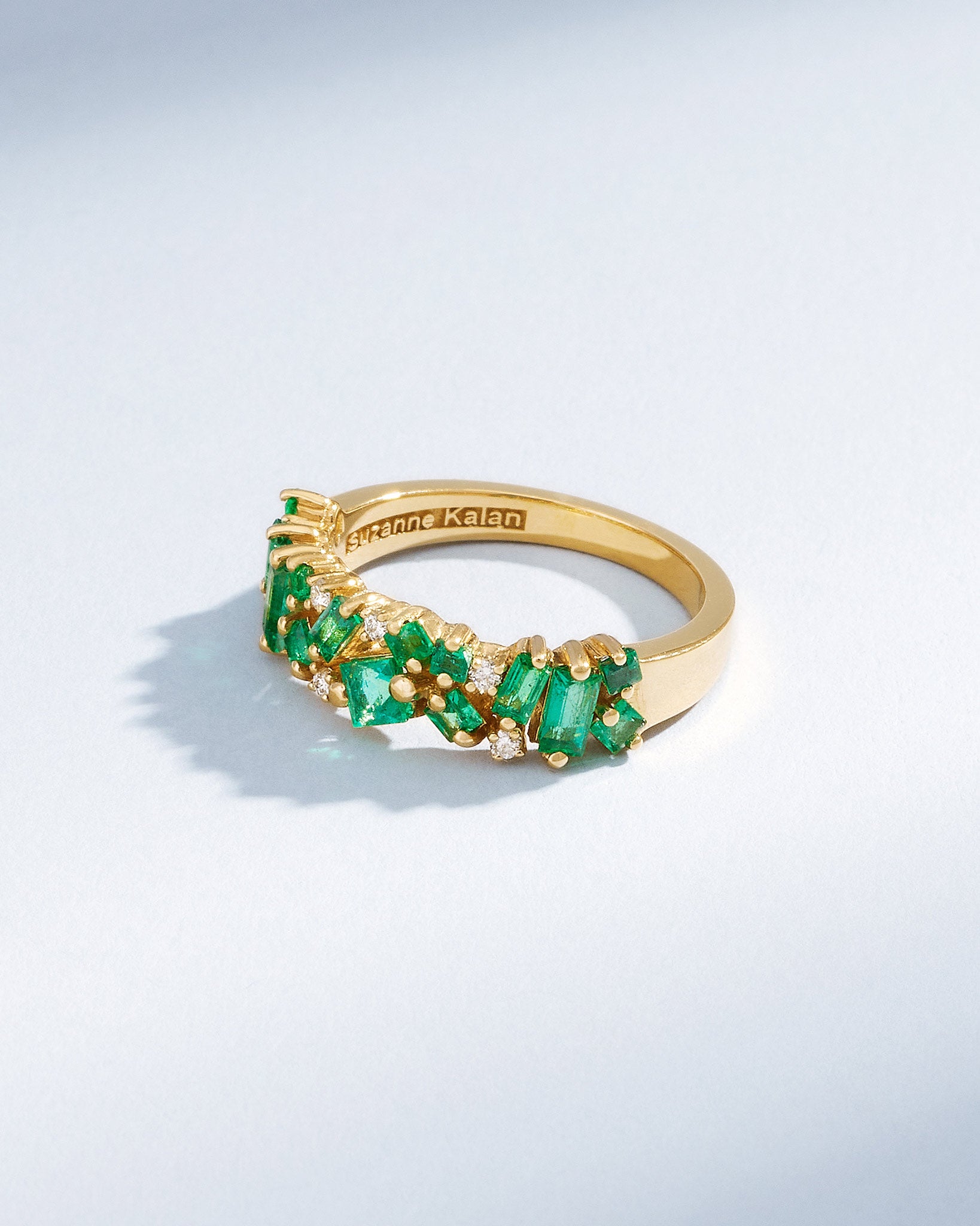 Suzanne Kalan La Fantaisie Emerald Half Band in 18k yellow gold