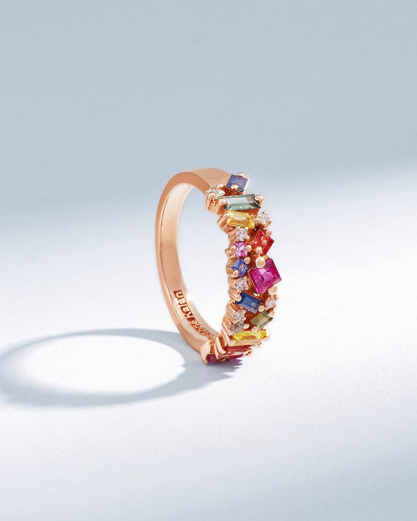 Suzanne Kalan La Fantaisie Rainbow Sapphire Half Band in 18k rose gold
