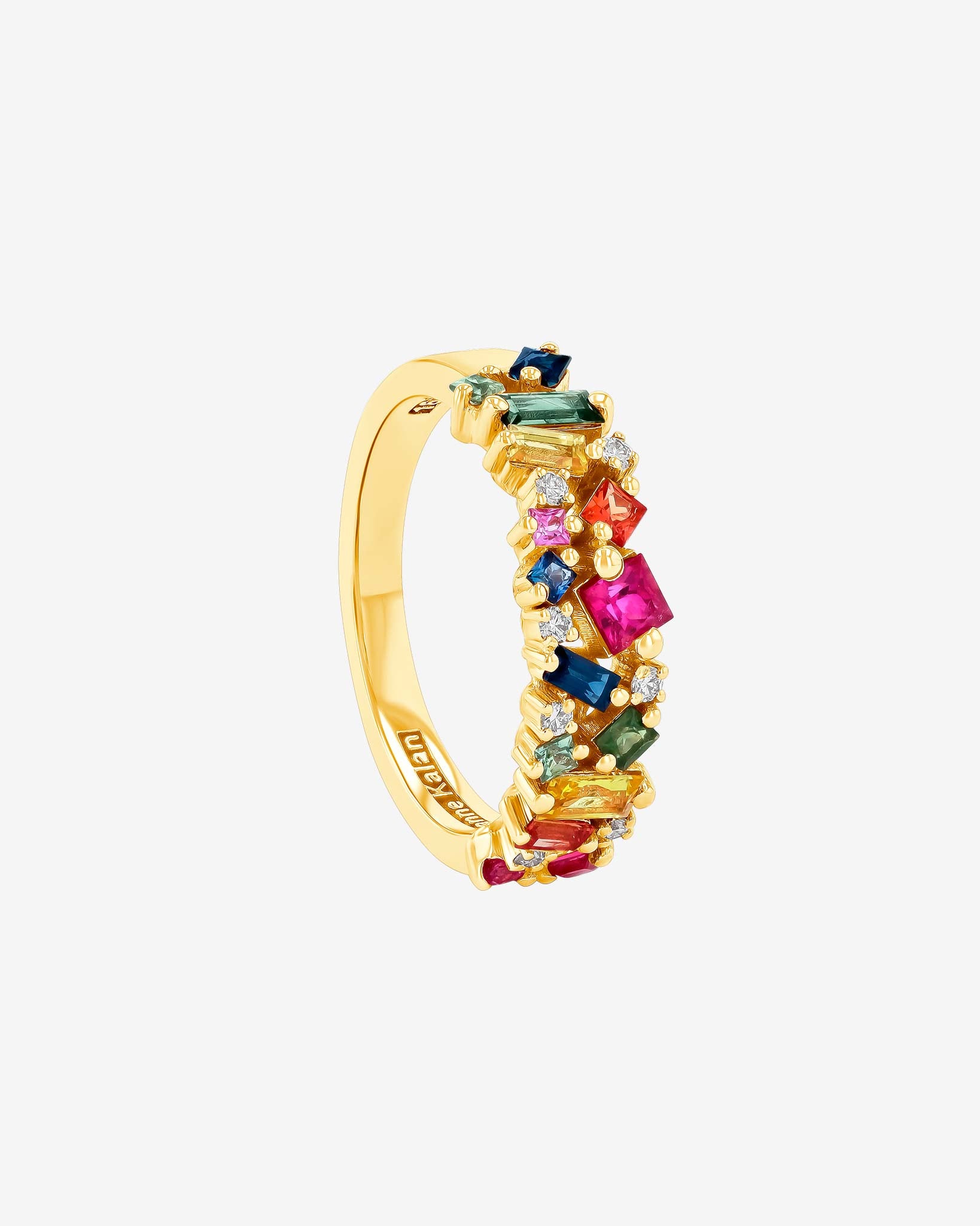 Suzanne Kalan La Fantaisie Rainbow Sapphire Half Band in 18k yellow gold