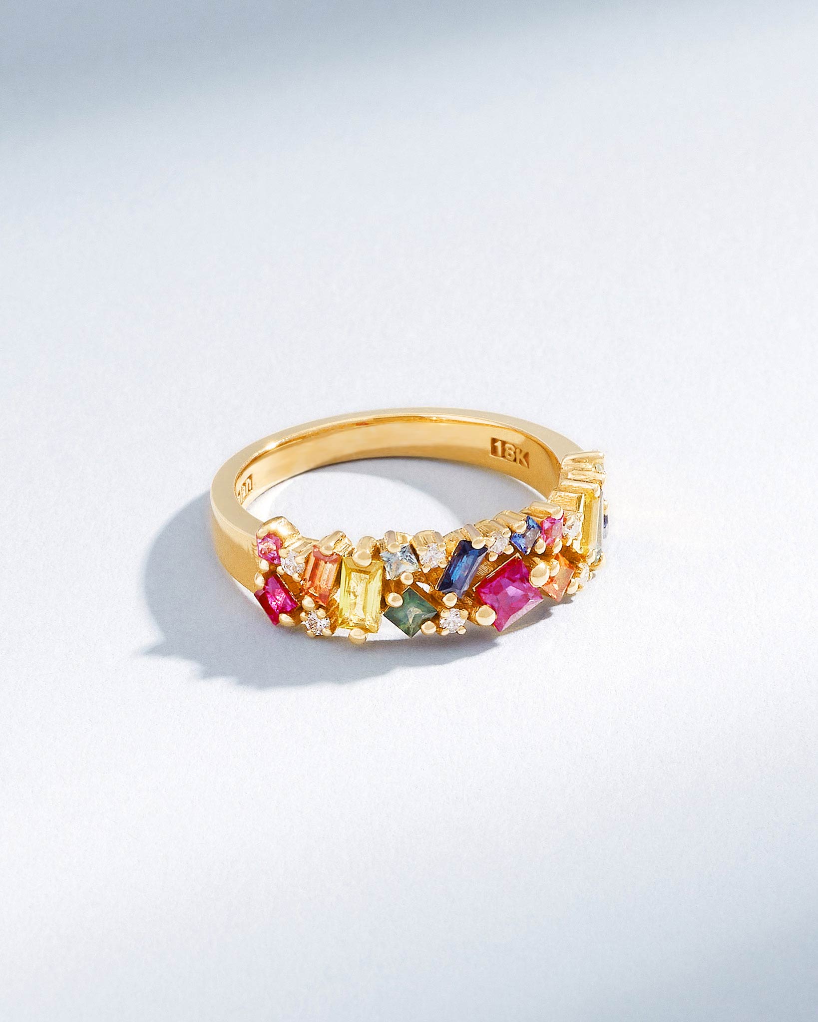 Suzanne Kalan La Fantaisie Rainbow Sapphire Half Band in 18k yellow gold