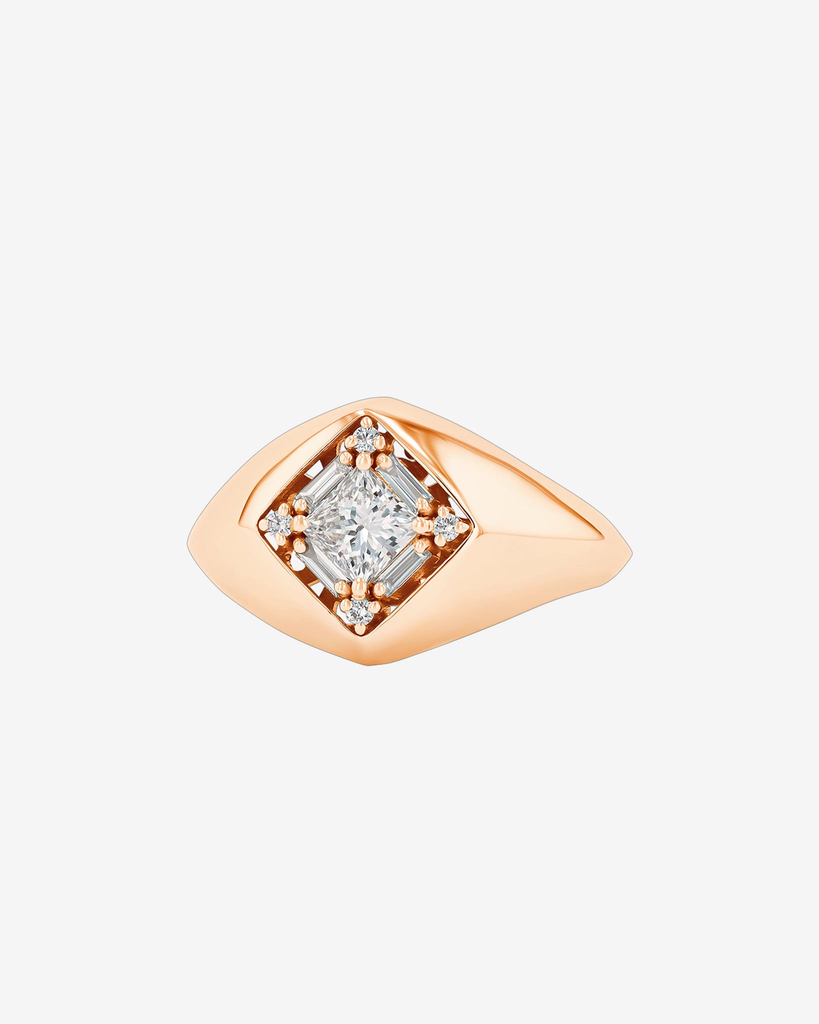 Suzanne Kalan Princess Diamond Signet Ring in 18k rose gold gold