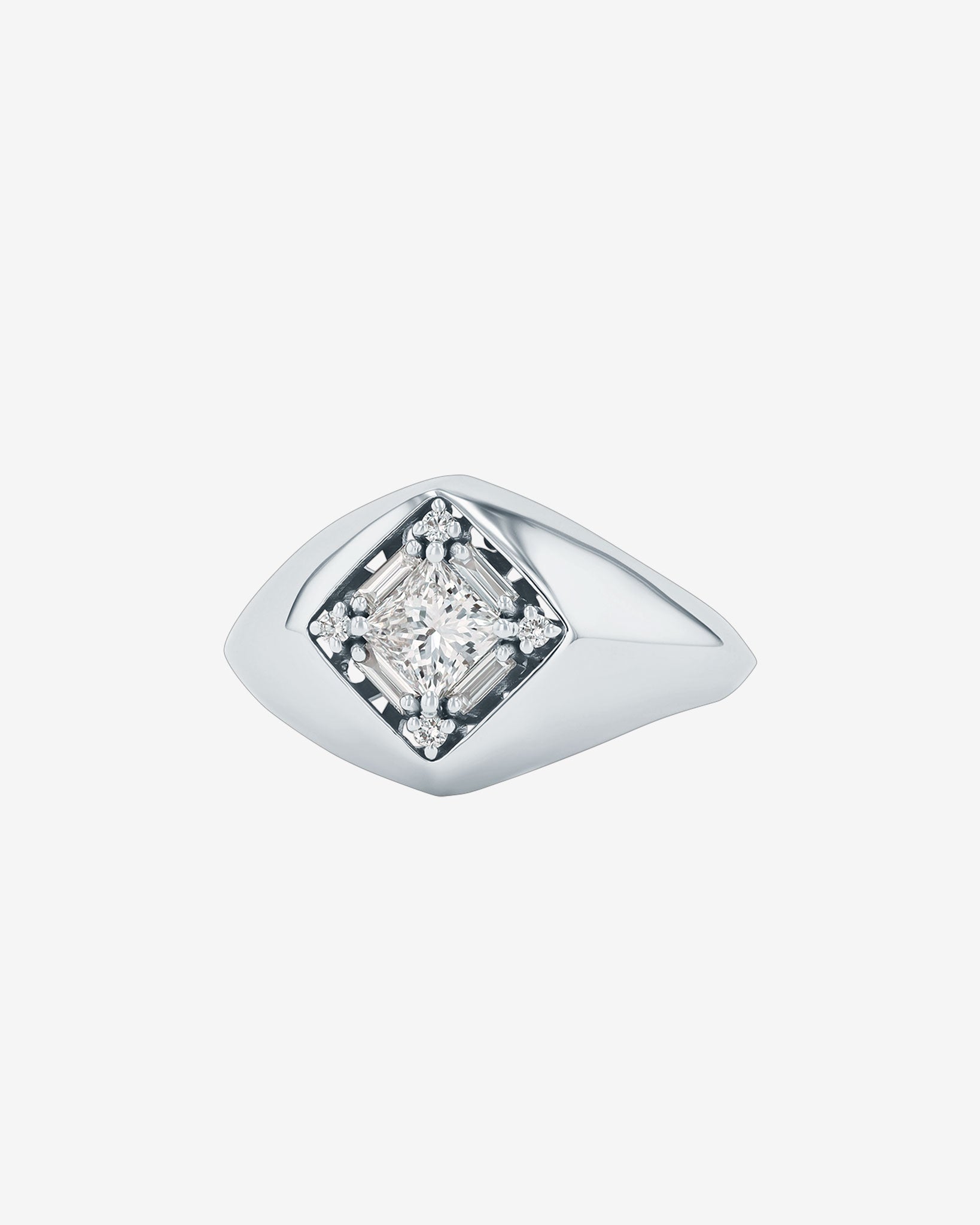 Suzanne Kalan Princess Diamond Signet Ring in 18k rose white gold