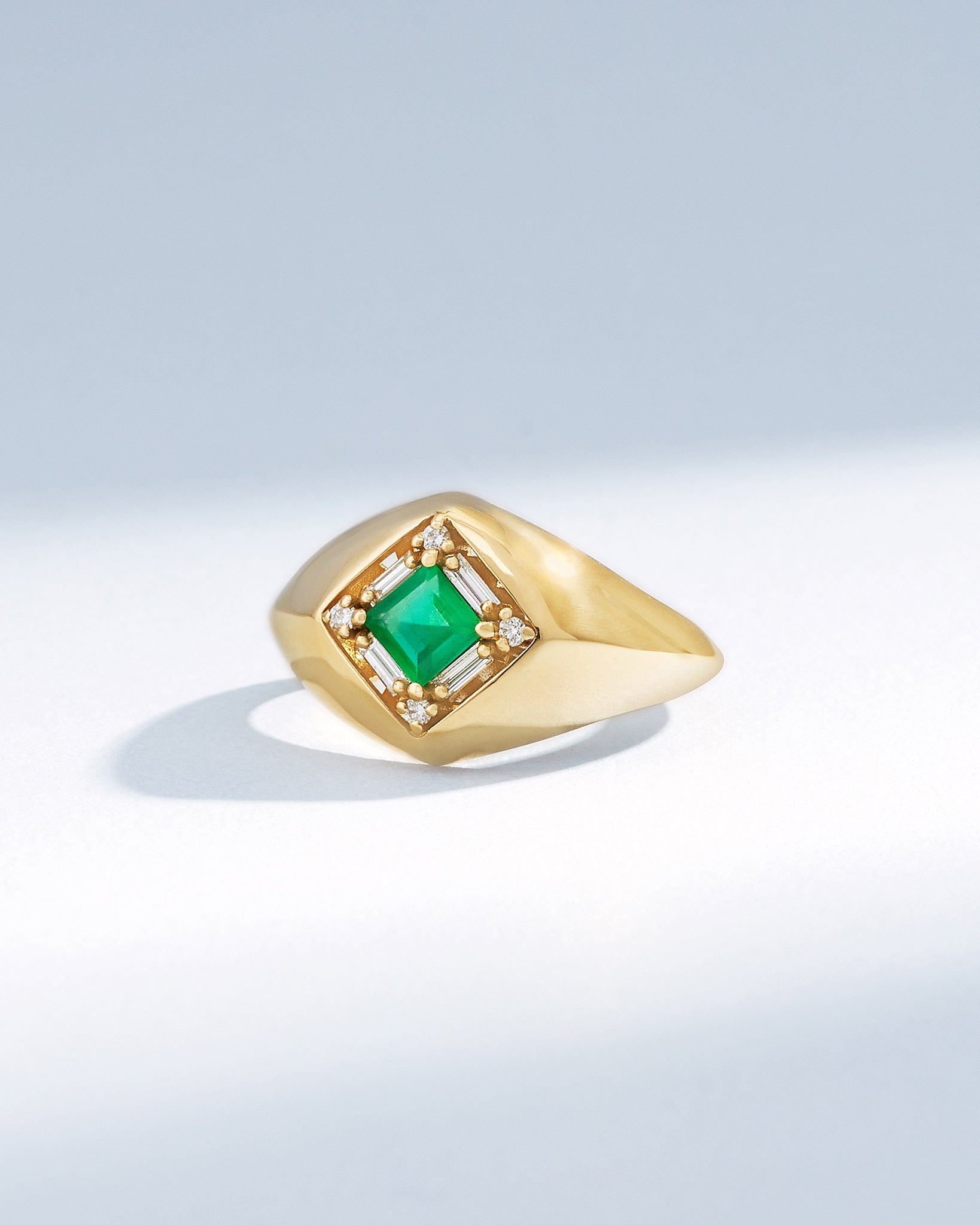 Suzanne Kalan Princess Emerald Signet Ring in 18k yellow gold