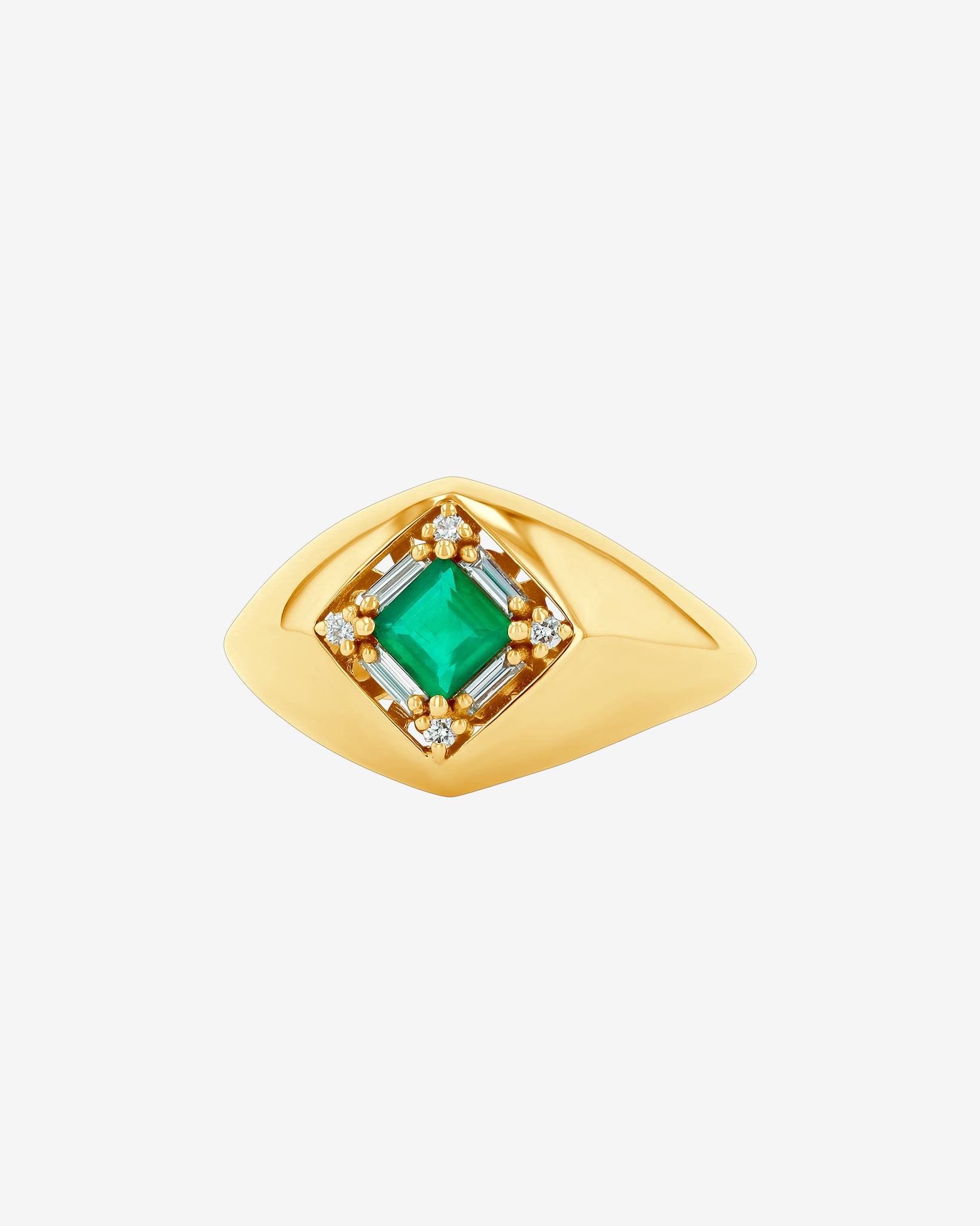 Suzanne Kalan Princess Emerald Signet Ring in 18k yellow gold