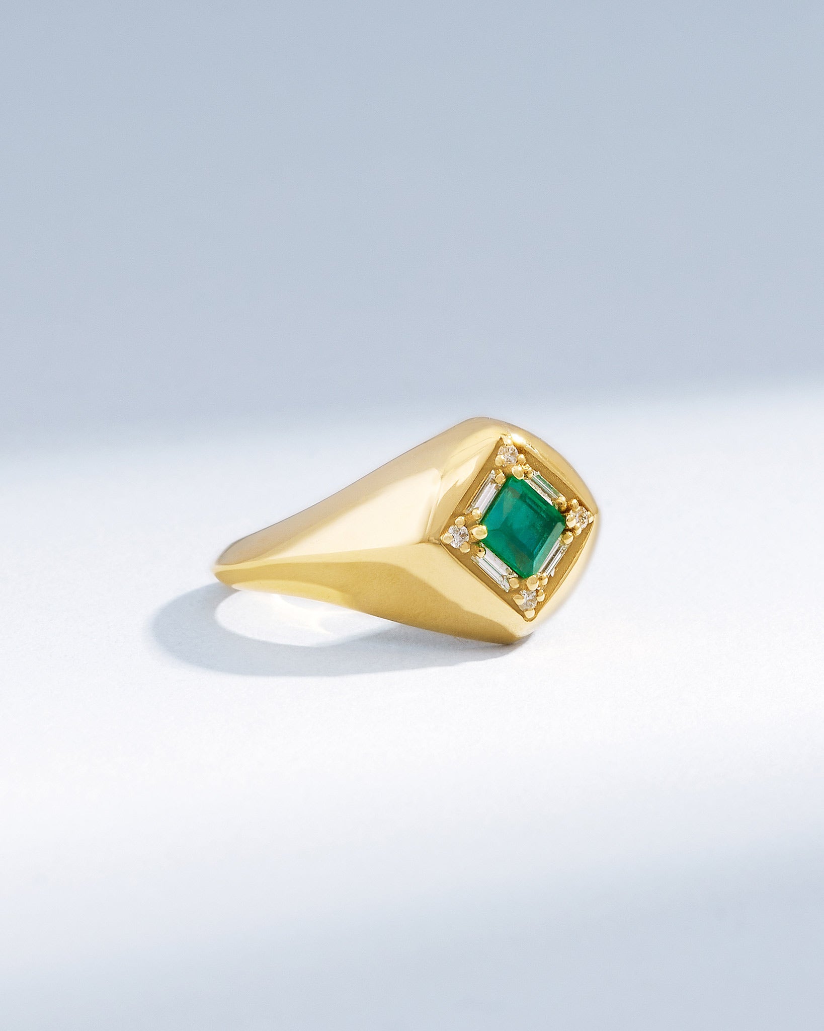 Suzanne Kalan Princess Emerald Signet Ring in 18k yellow gold