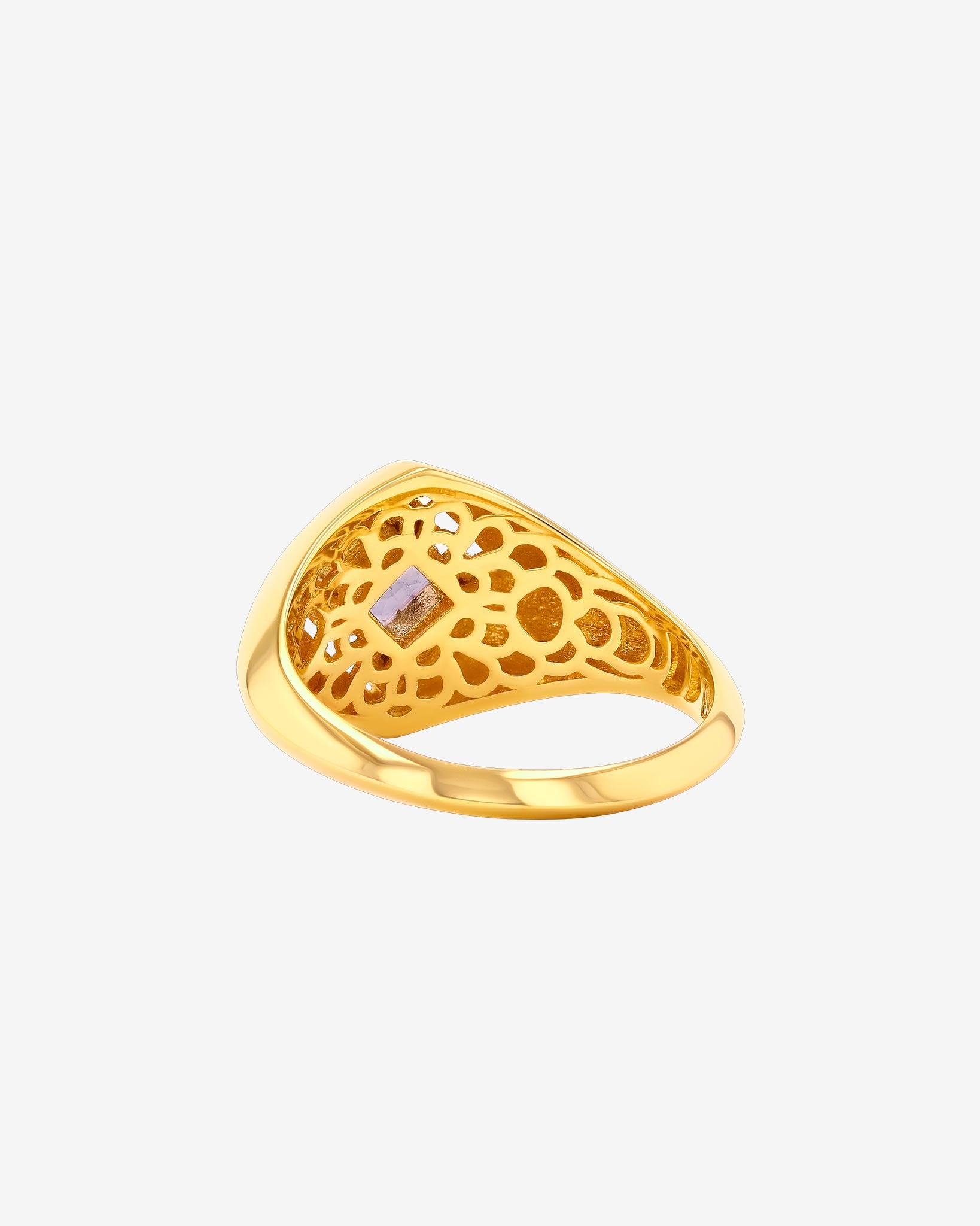 Suzanne Kalan Princess Light Blue Sapphire Signet Ring in 18k yellow gold