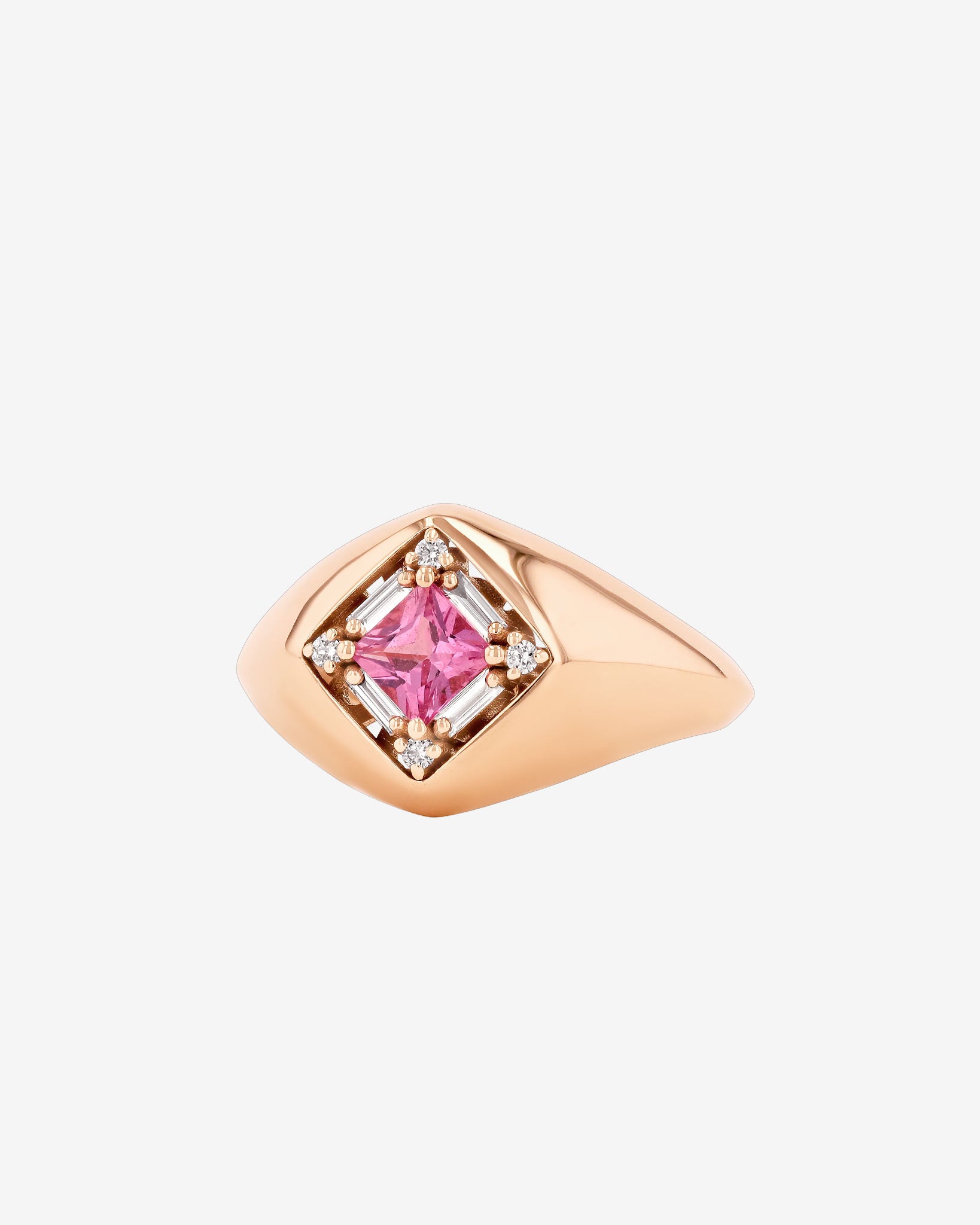 Suzanne Kalan Princess Pink Sapphire Signet Ring in 18k rose gold