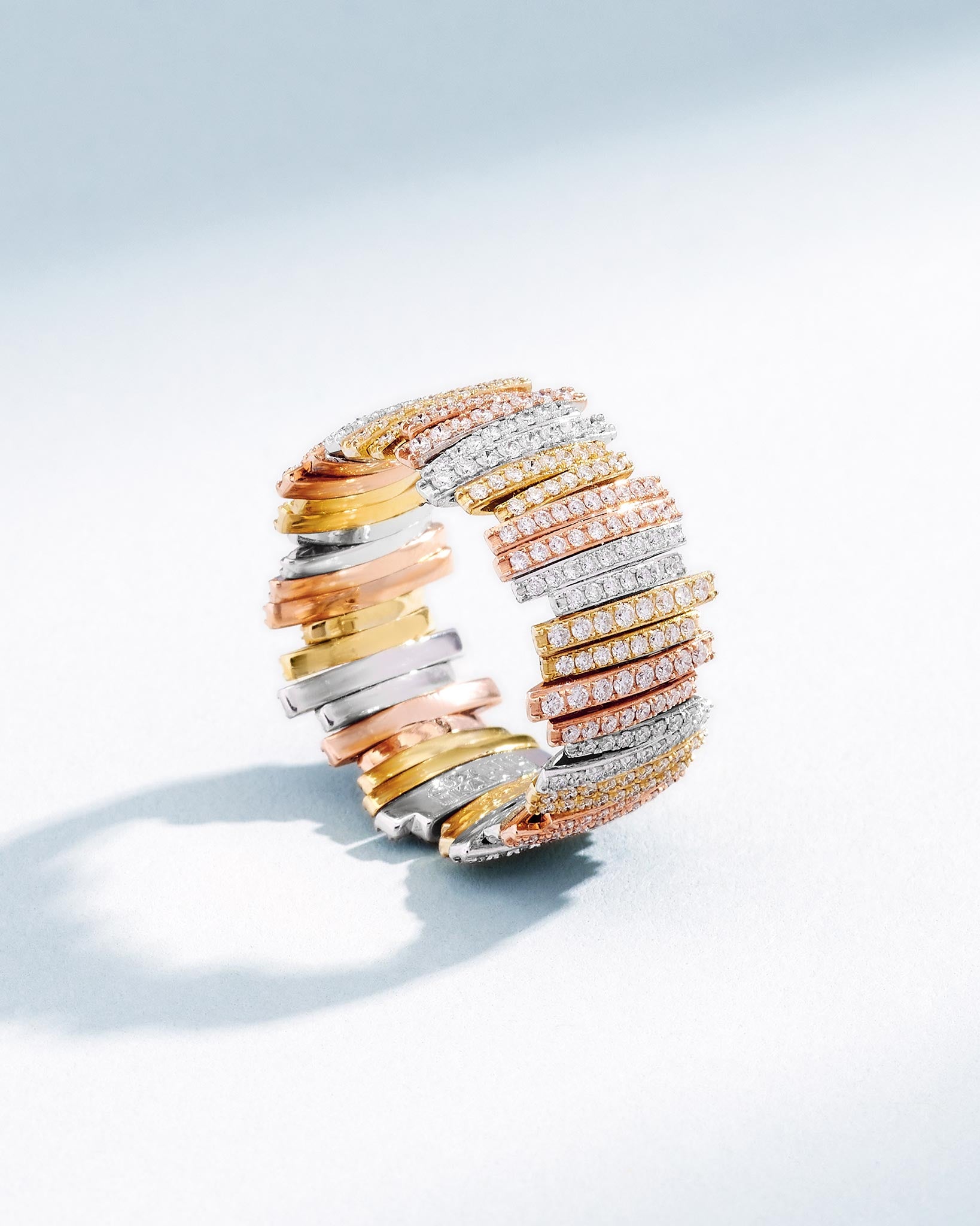 Suzanne Kalan Classic Gold Three-Tone Full Pave Milli Band in 18k gold