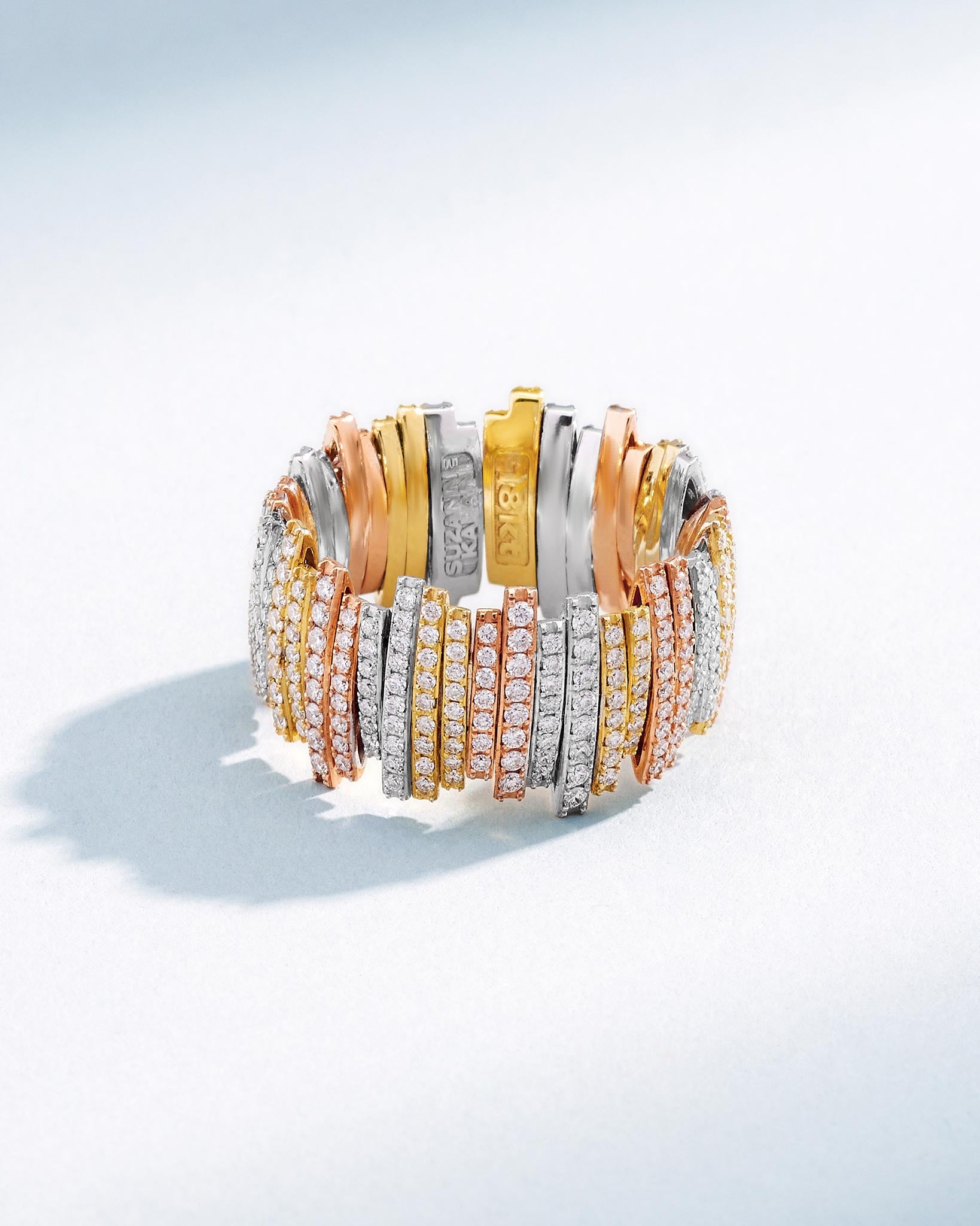 Suzanne Kalan Classic Gold Three-Tone Full Pave Milli Band in 18k gold