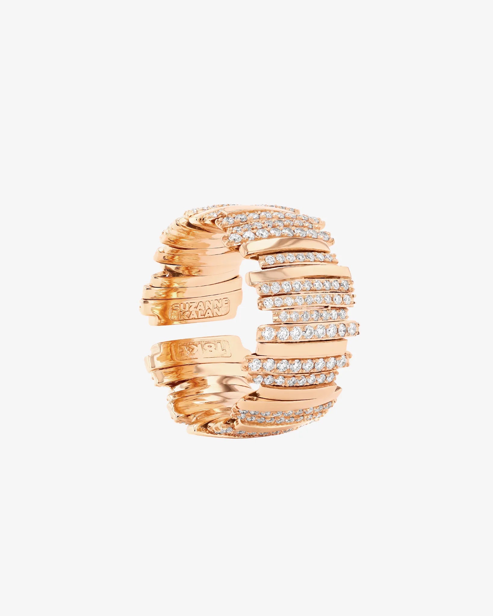 Suzanne Kalan Classic Gold Half Pave Milli Band in 18k rose gold
