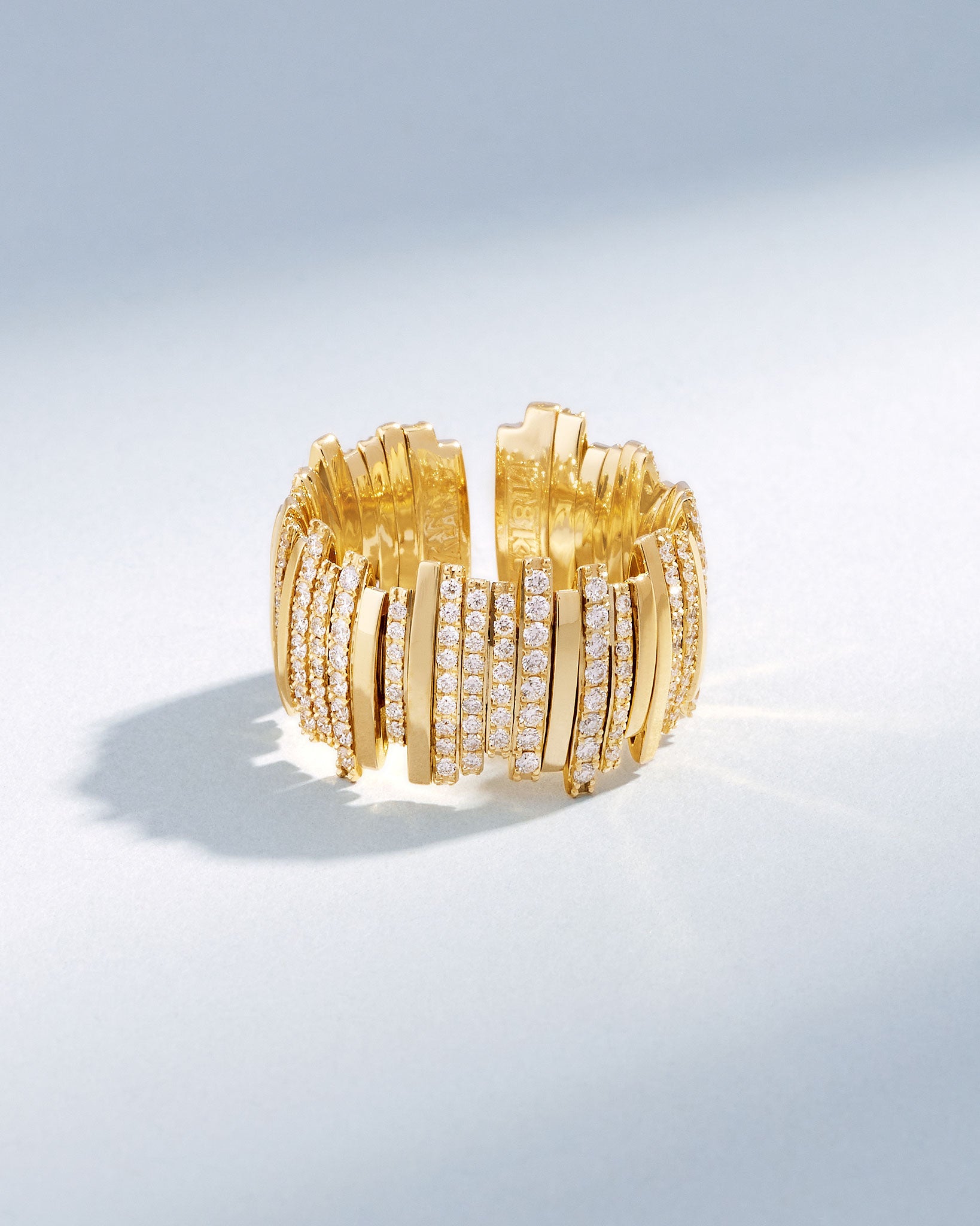 Suzanne Kalan Classic Gold Half Pave Milli Band in 18k yellow gold