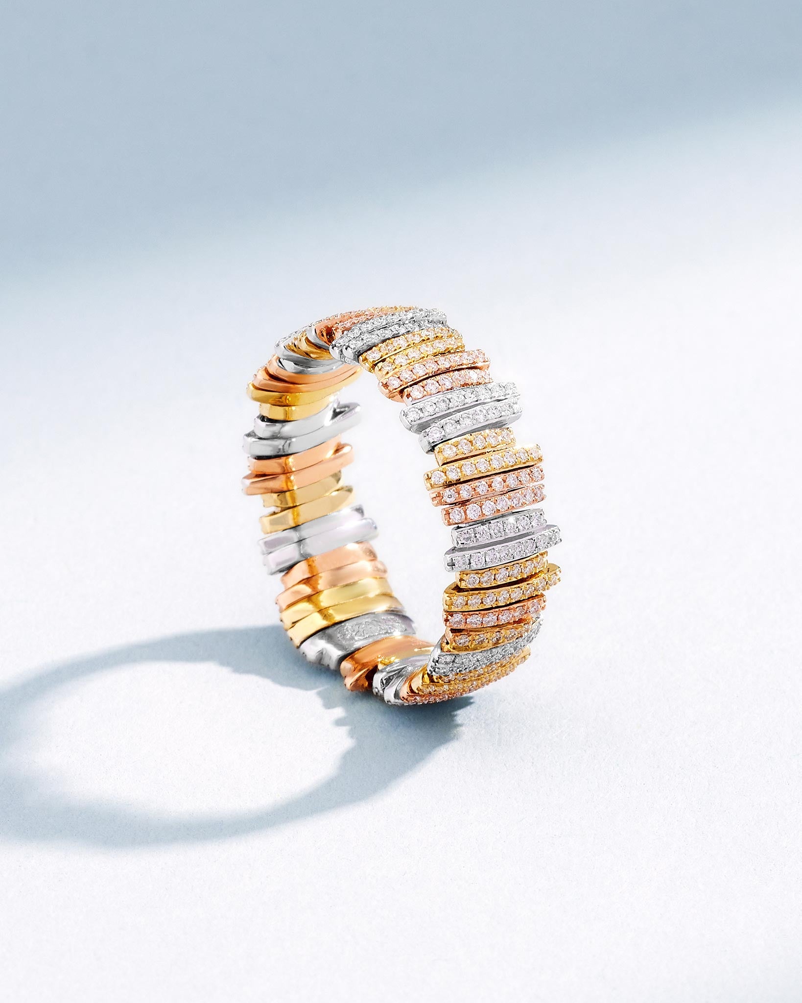 Suzanne Kalan Classic Gold Three-Tone Full Pave Mini Band in 18k gold