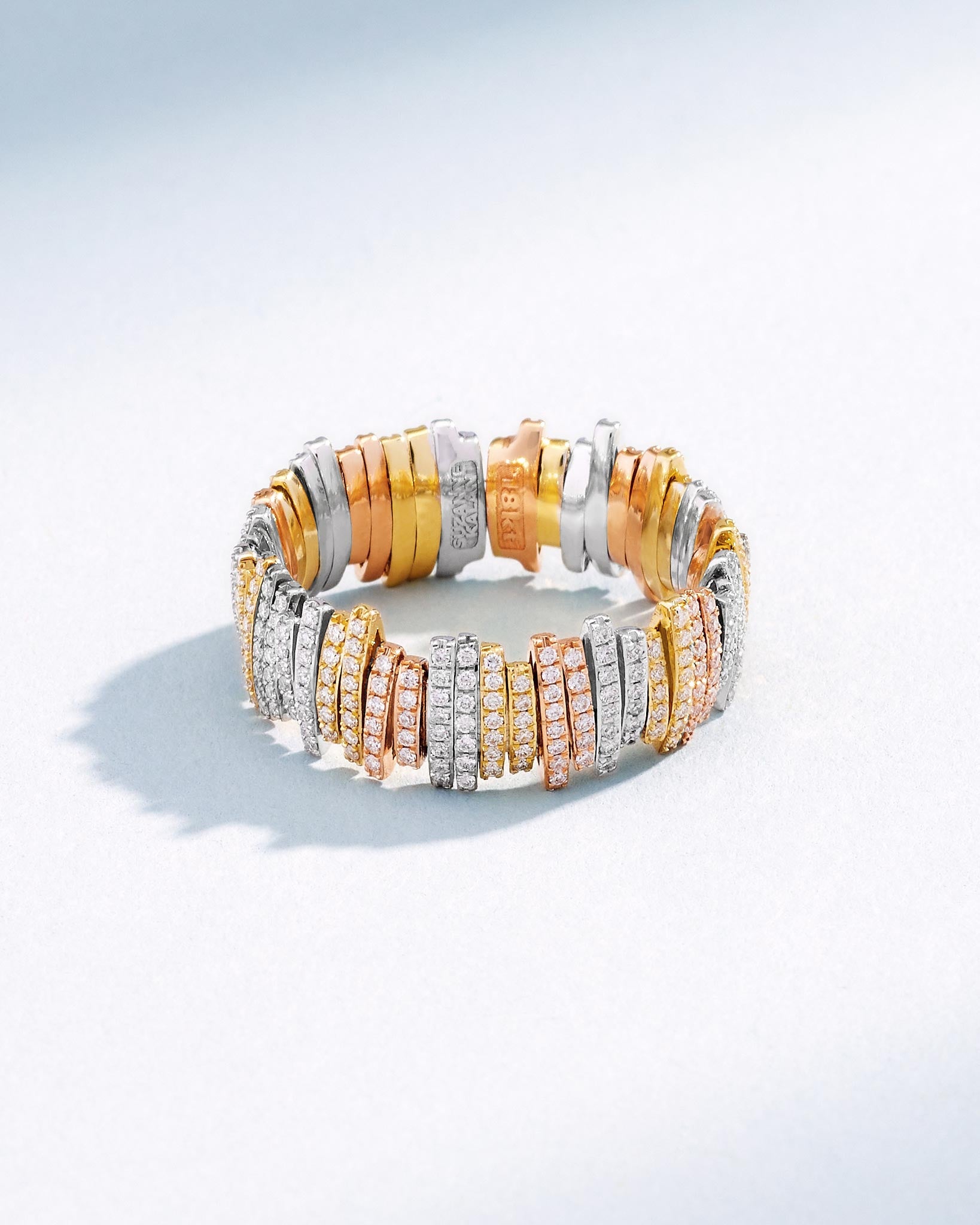 Suzanne Kalan Classic Gold Three-Tone Full Pave Mini Band in 18k gold