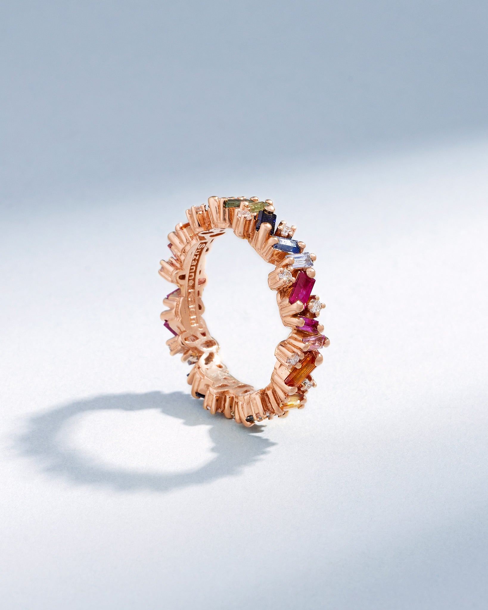 Suzanne Kalan Frenzy Rainbow Sapphire Eternity Band in 18k rose gold