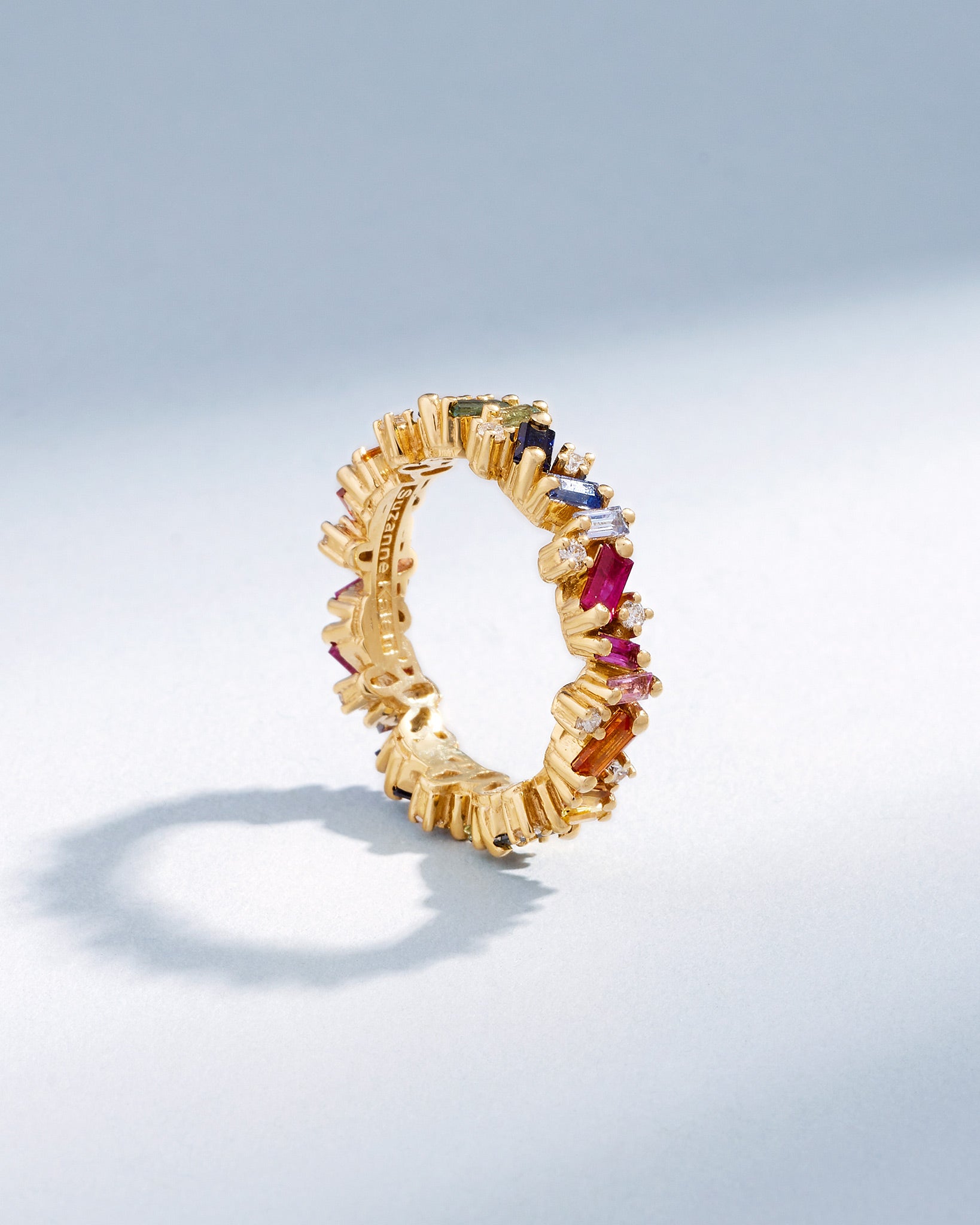 Suzanne Kalan Frenzy Rainbow Sapphire Eternity Band in 18k yellow gold