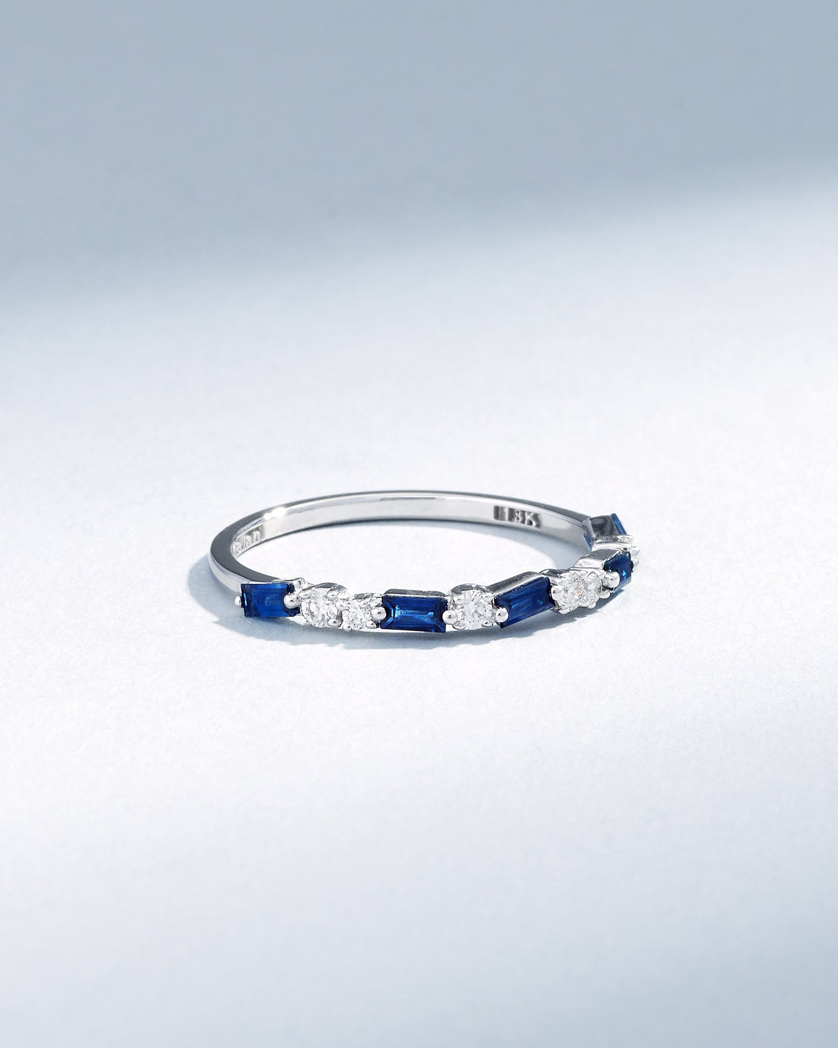 Suzanne Kalan Thin Mix Dark Blue Sapphire Half Band in 18k white gold