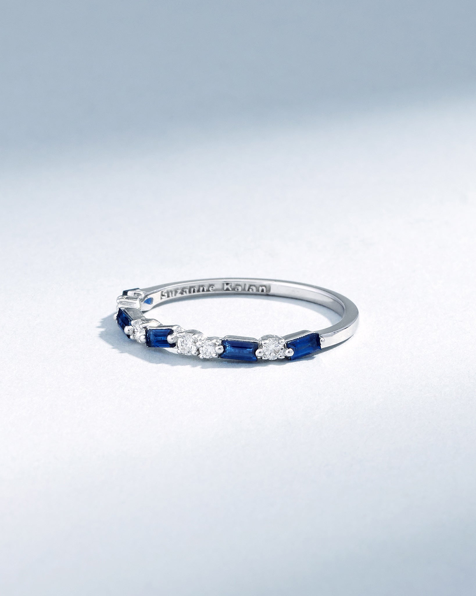 Suzanne Kalan Thin Mix Dark Blue Sapphire Half Band in 18k white gold