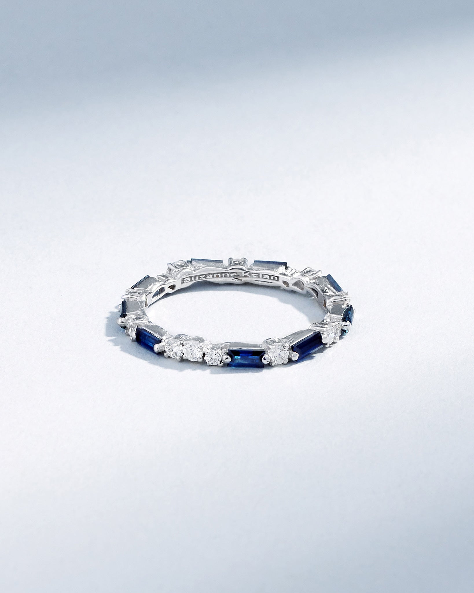 Suzanne Kalan Thin Mix Dark Blue Sapphire Eternity Band in 18k white gold