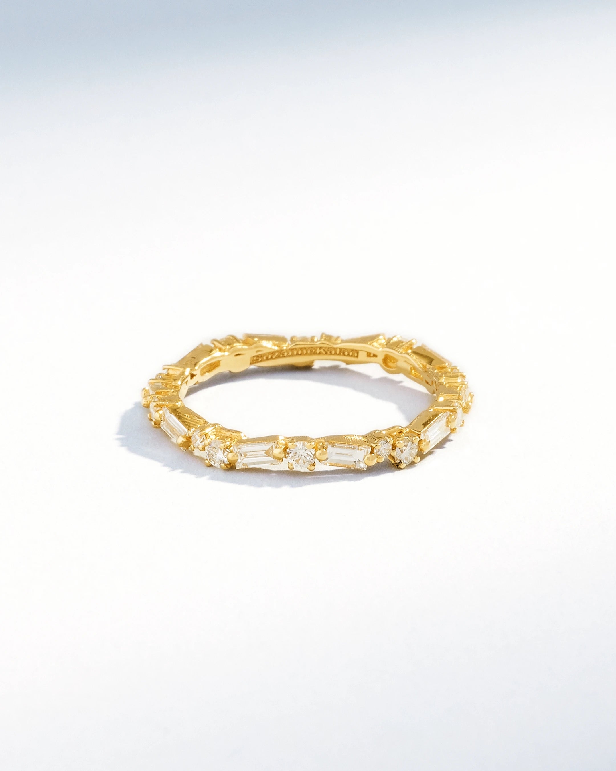 Suzanne Kalan Thin Mix Diamond Eternity Band in 18k yellow gold
