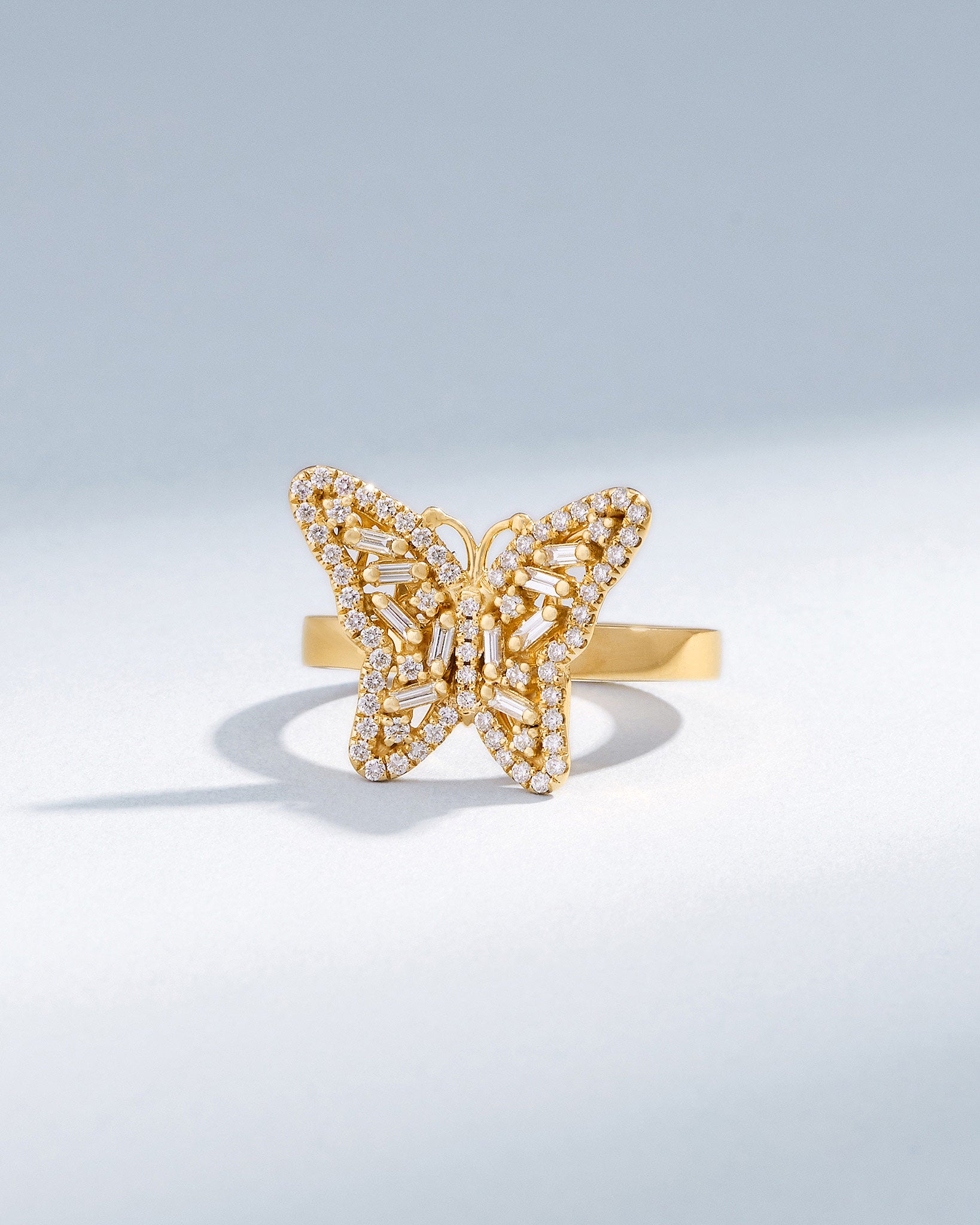 Suzanne Kalan Bold Small Butterfly Diamond Ring in 18k yellow gold