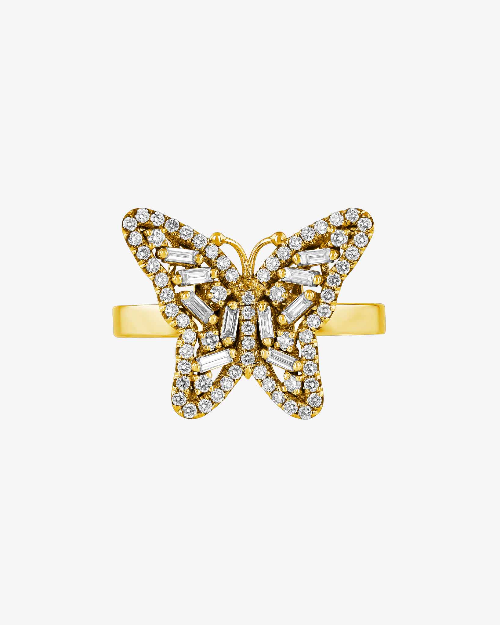 Suzanne Kalan Bold Small Butterfly Diamond Ring in 18k yellow gold