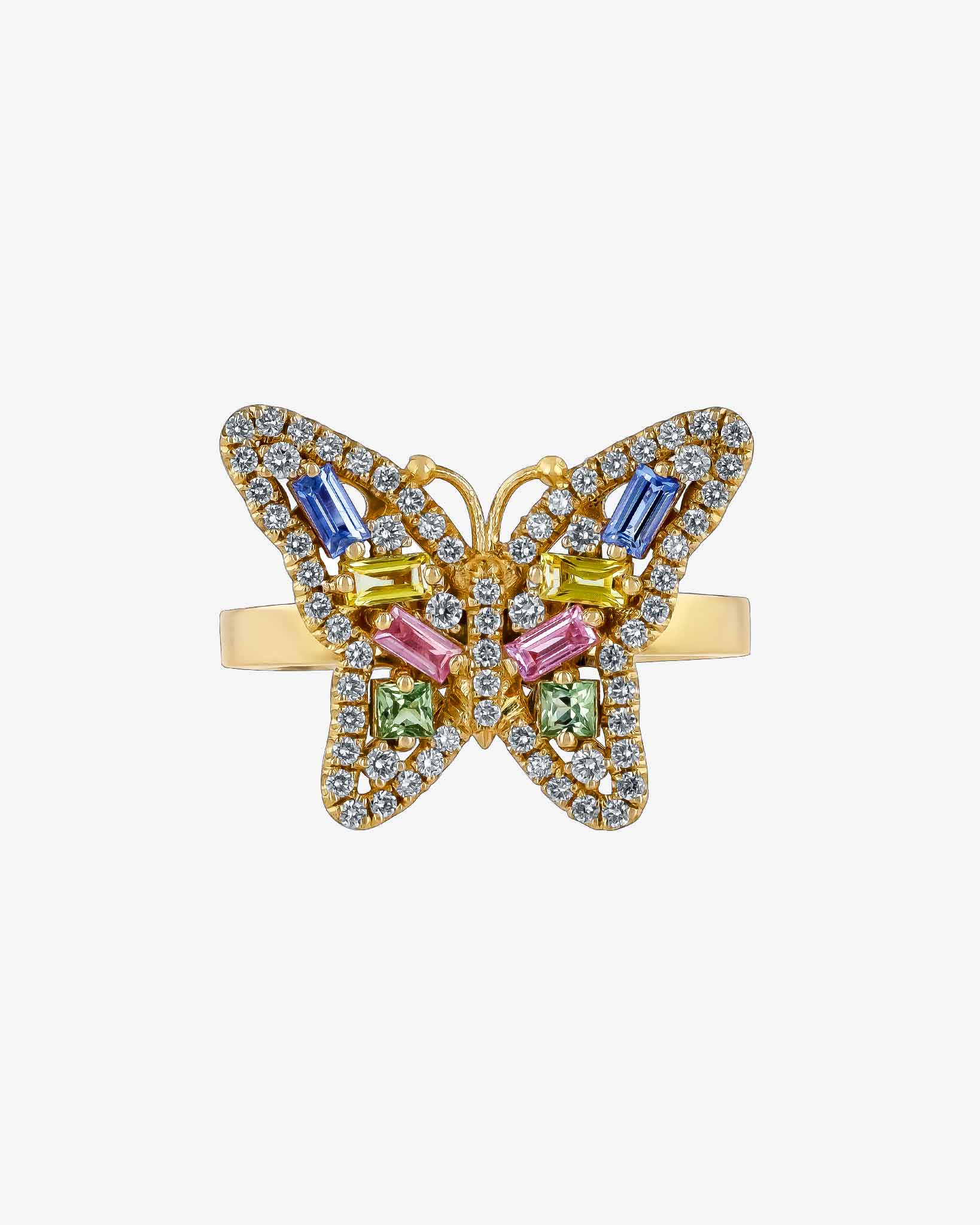 Bold Small Butterfly Pastel Sapphire Ring