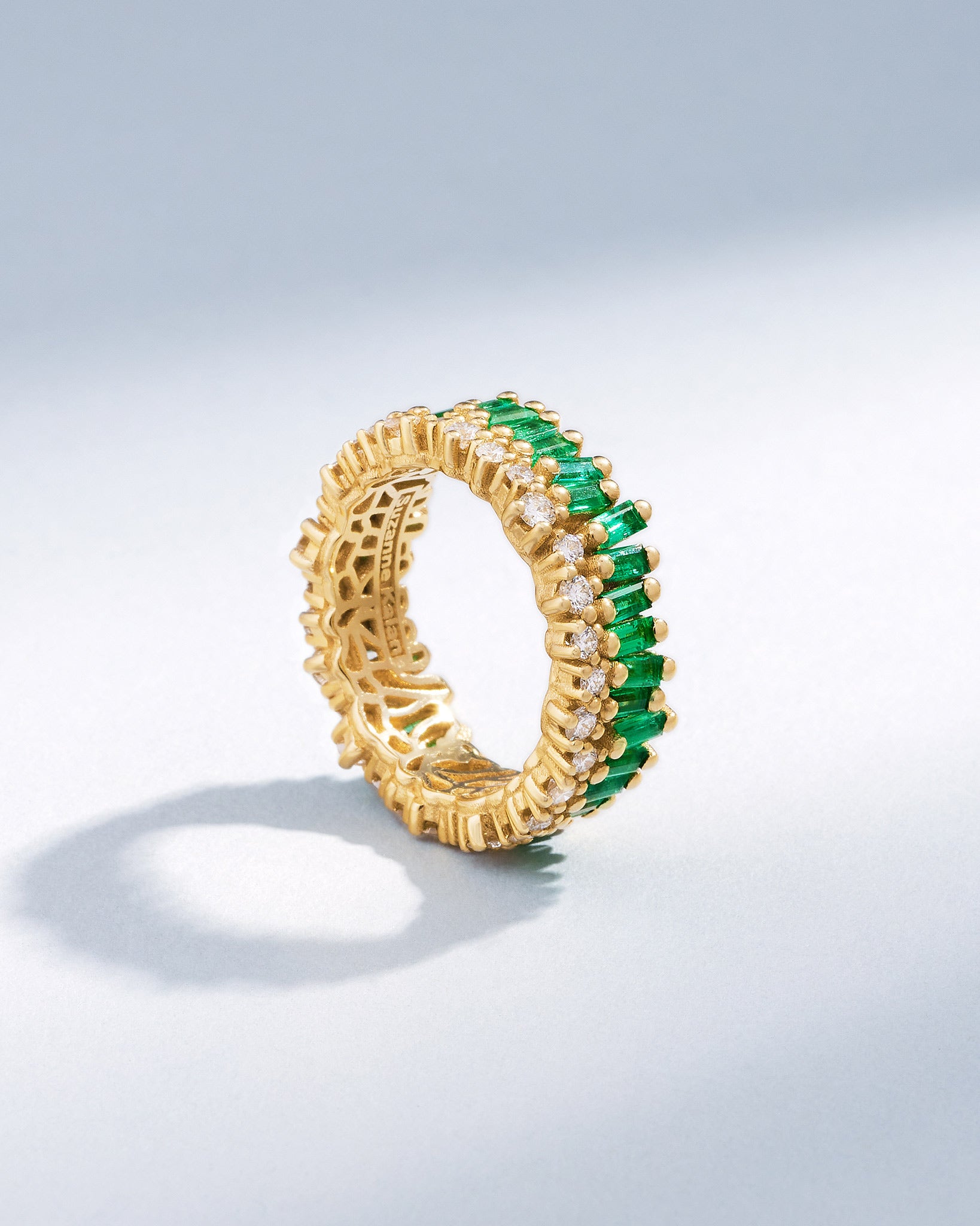 Suzanne Kalan Short Stack Emerald Eternity Band in 18k yellow gold