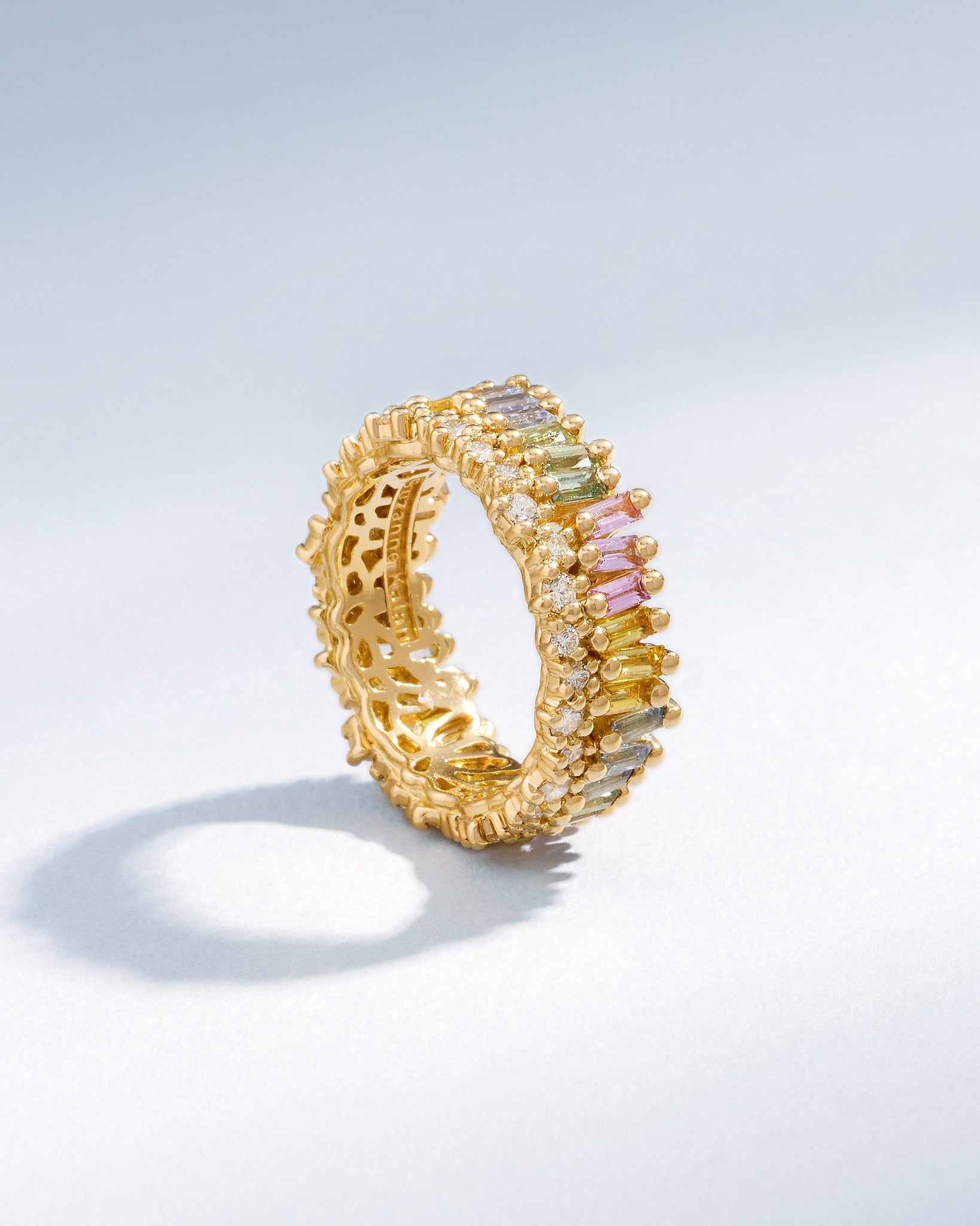 Suzanne Kalan Short Stack Pastel Sapphire Eternity Band in 18k yellow gold